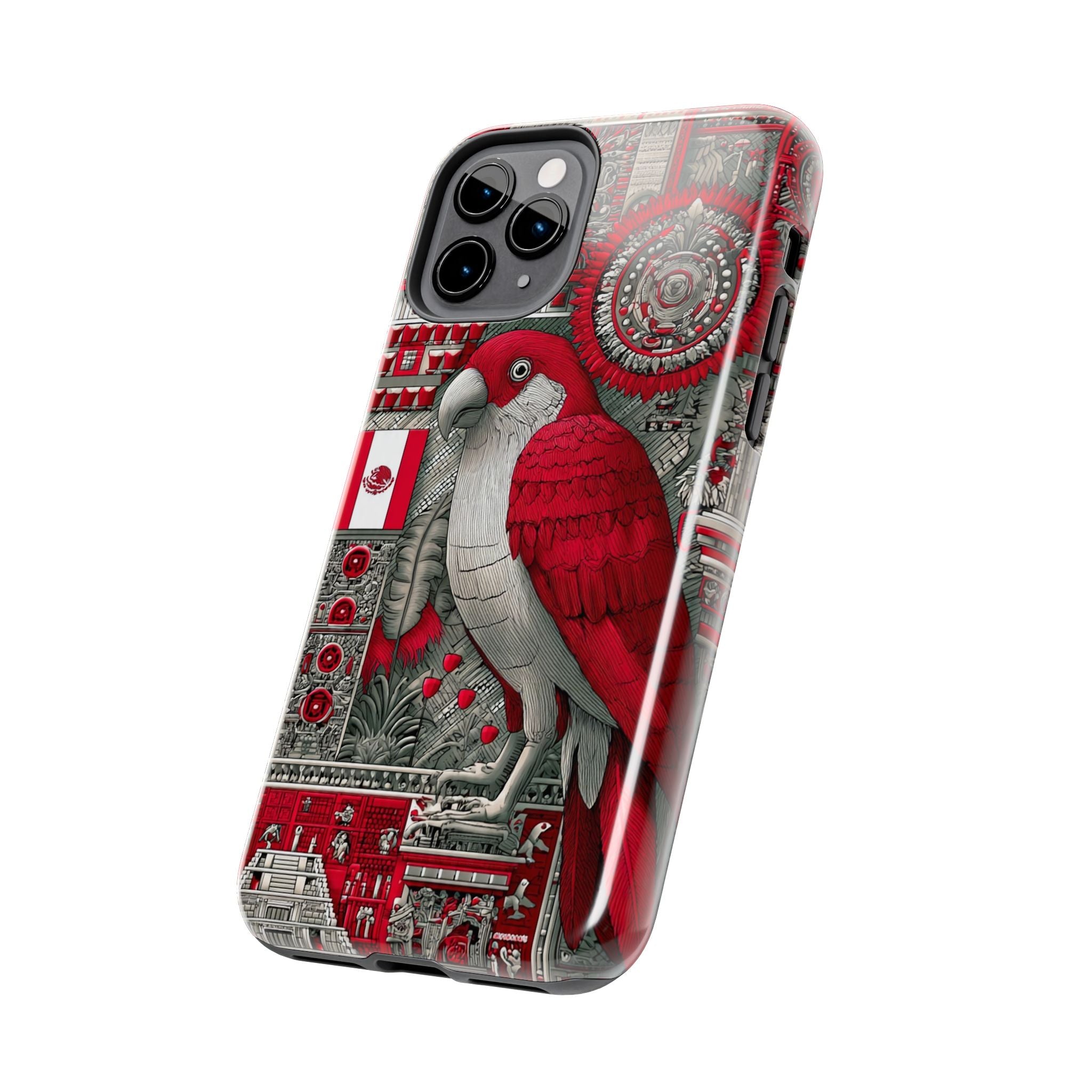 Tough Phone Case — Red Parrot Graphic Impact-Resistant Phone Cover