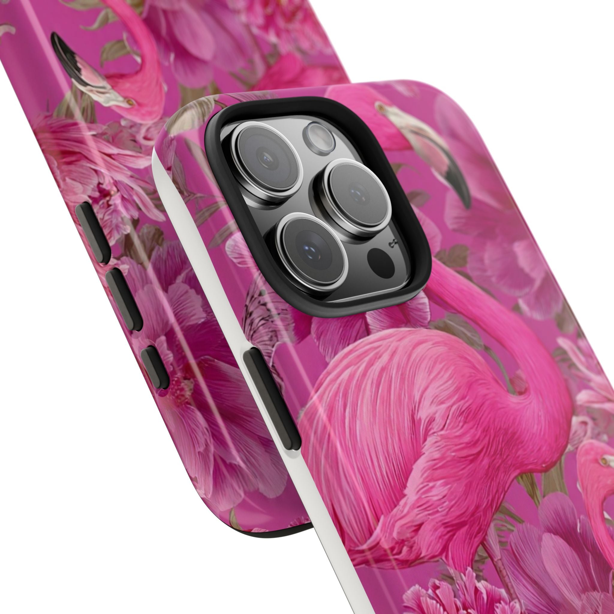 Pink Flamingo Floral Tough Phone Case — Protective iPhone Cover