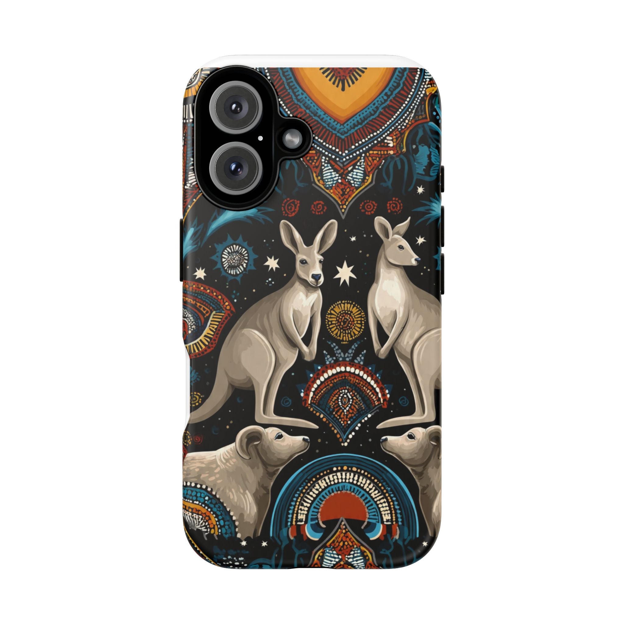 Kangaroo & Boomerang Tough Phone Case — Australian Wildlife Pattern