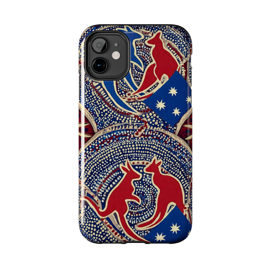 Australian Aboriginal Style Kangaroo Tough Phone Case — Patriotic Dot Art Phone Cover