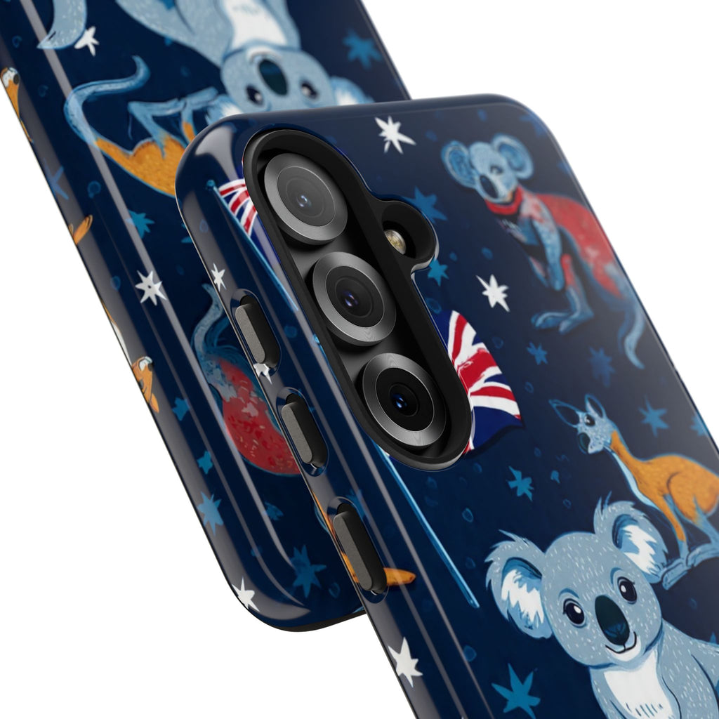 Australian Wildlife Tough Phone Case — Koala & Kangaroo Flag Design