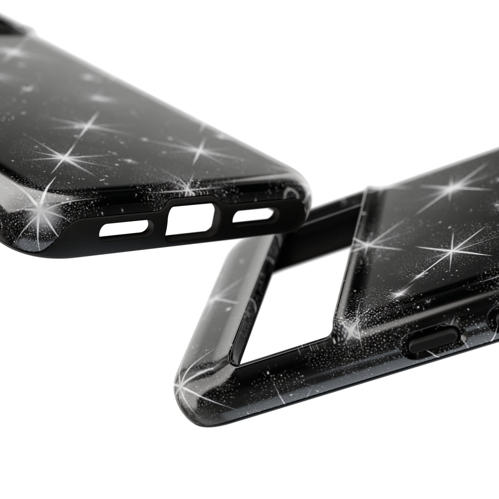 Galaxy Sparkle Tough Phone Case — Black Starfield Protective Cover