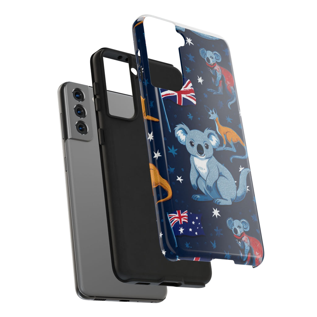 Australian Wildlife Tough Phone Case — Koala & Kangaroo Flag Design