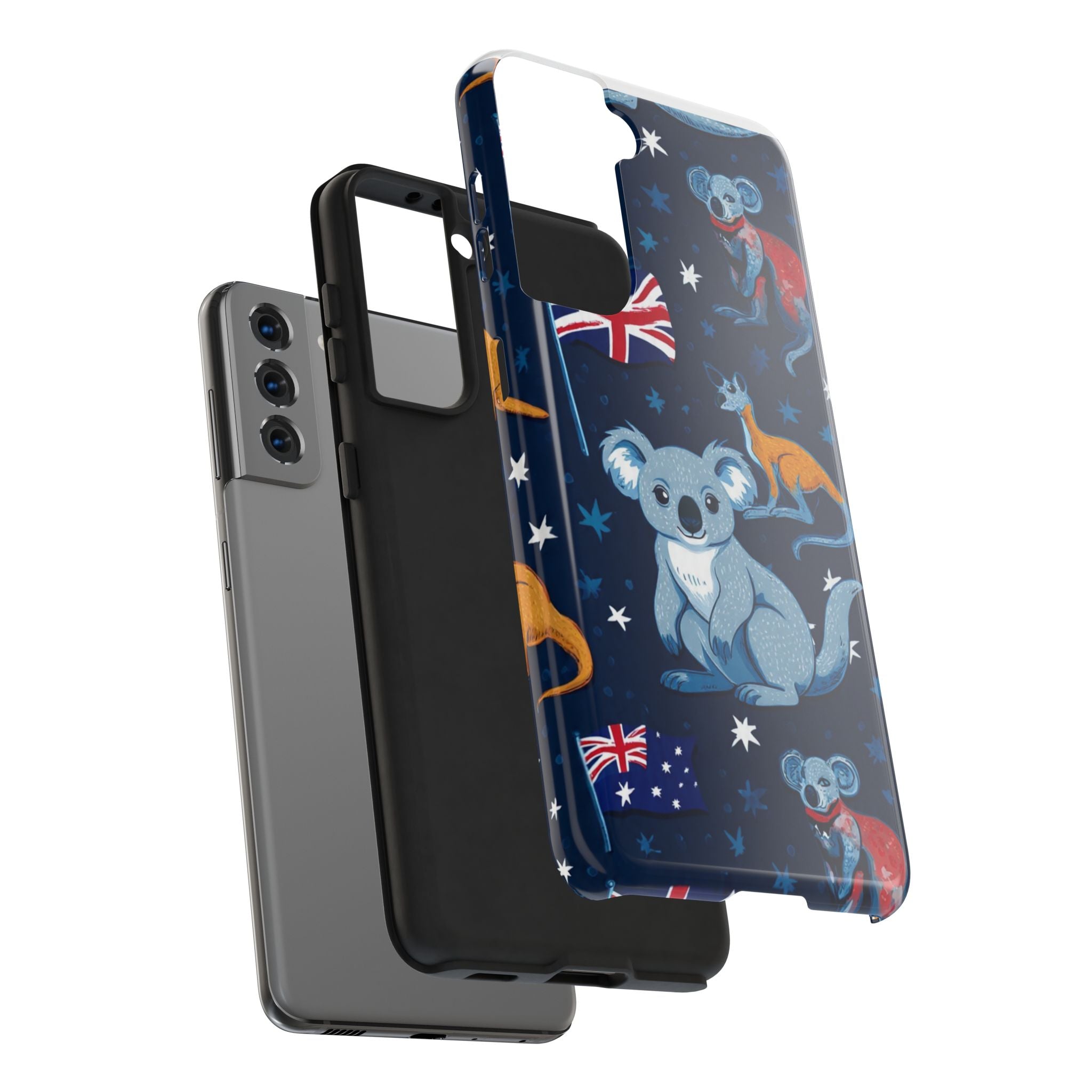 Australian Wildlife Tough Phone Case — Koala & Kangaroo Flag Design