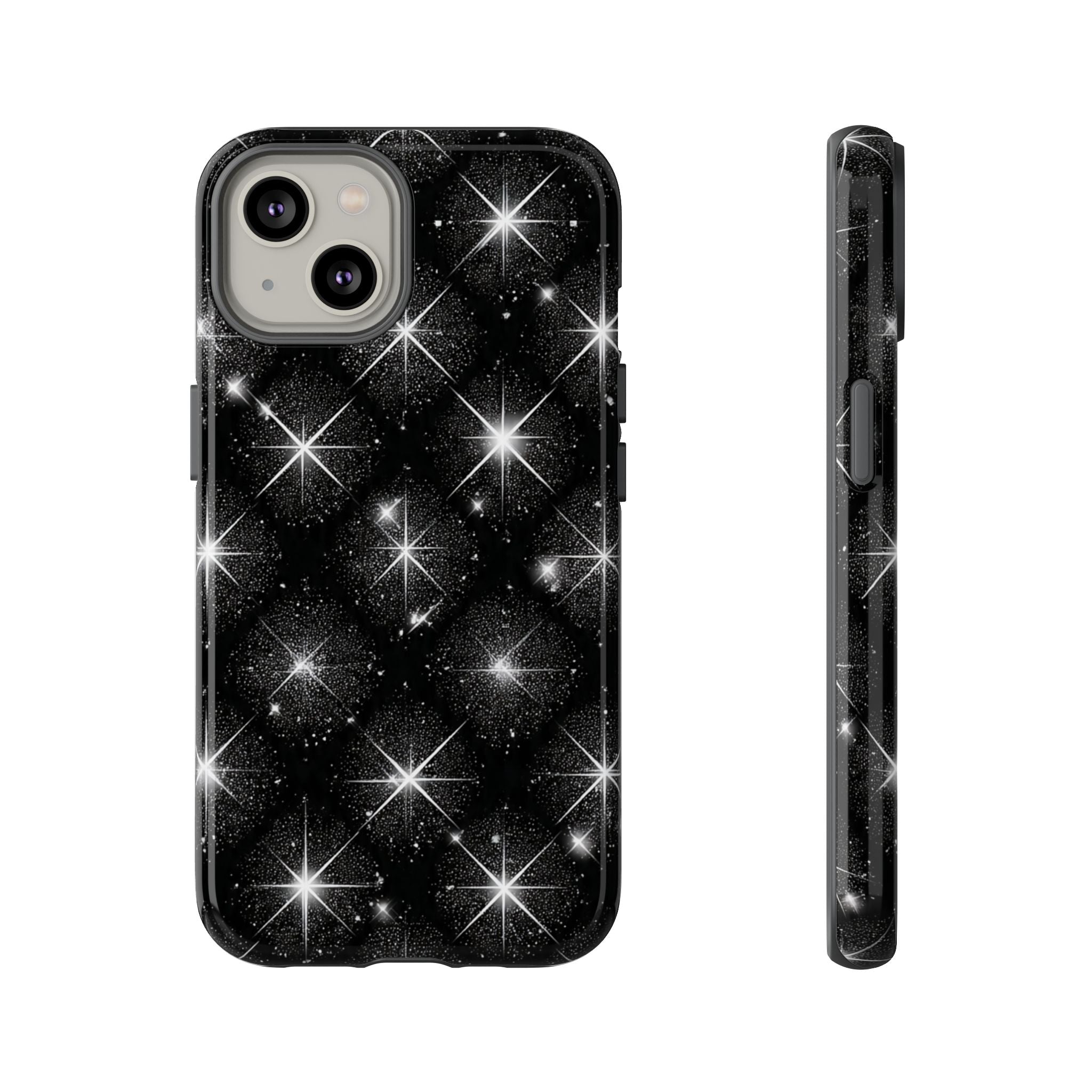 Galaxy Sparkle Tough Phone Case — Black Starfield Protective Cover