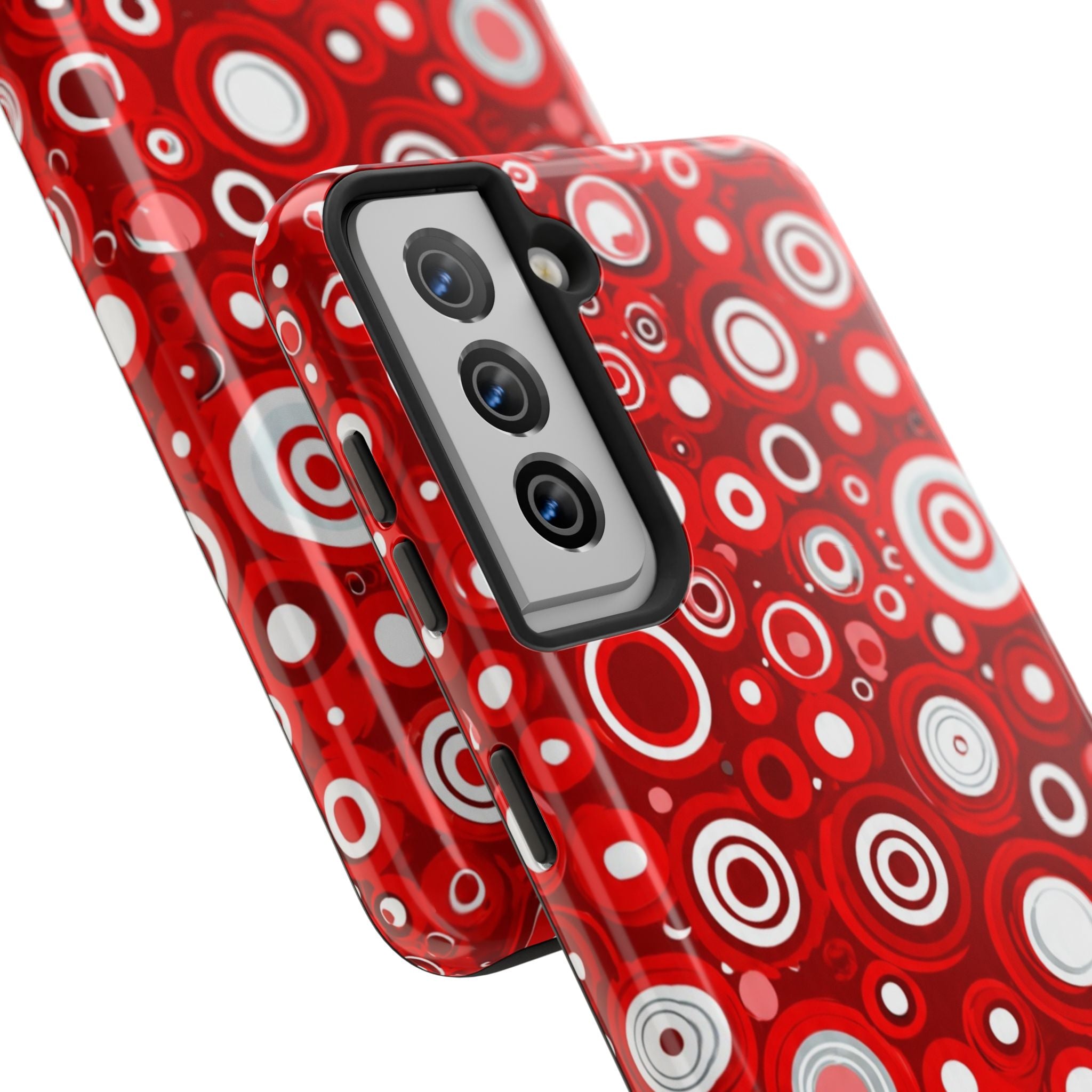 Red Retro Circles Tough Phone Case — Durable Shockproof Protective Cover