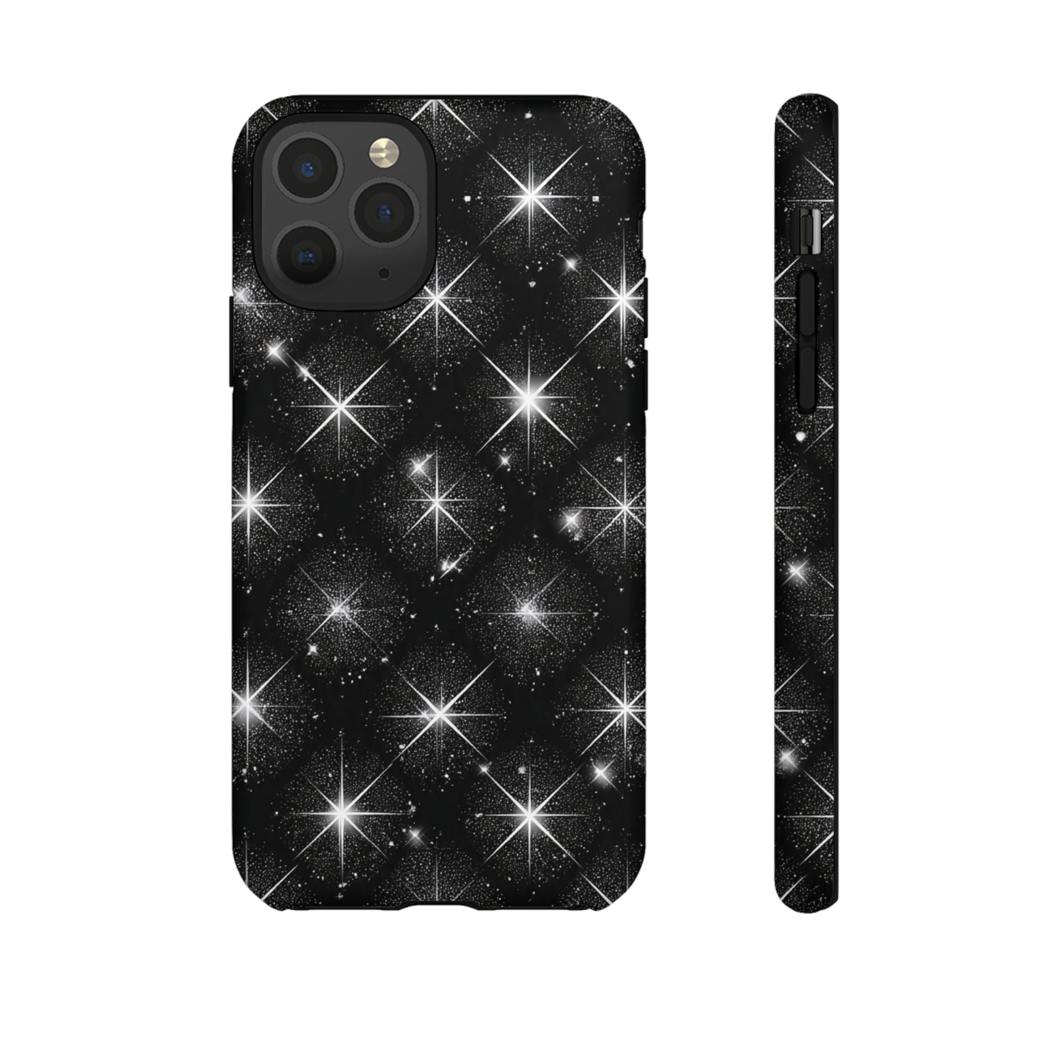 Galaxy Sparkle Tough Phone Case — Black Starfield Protective Cover