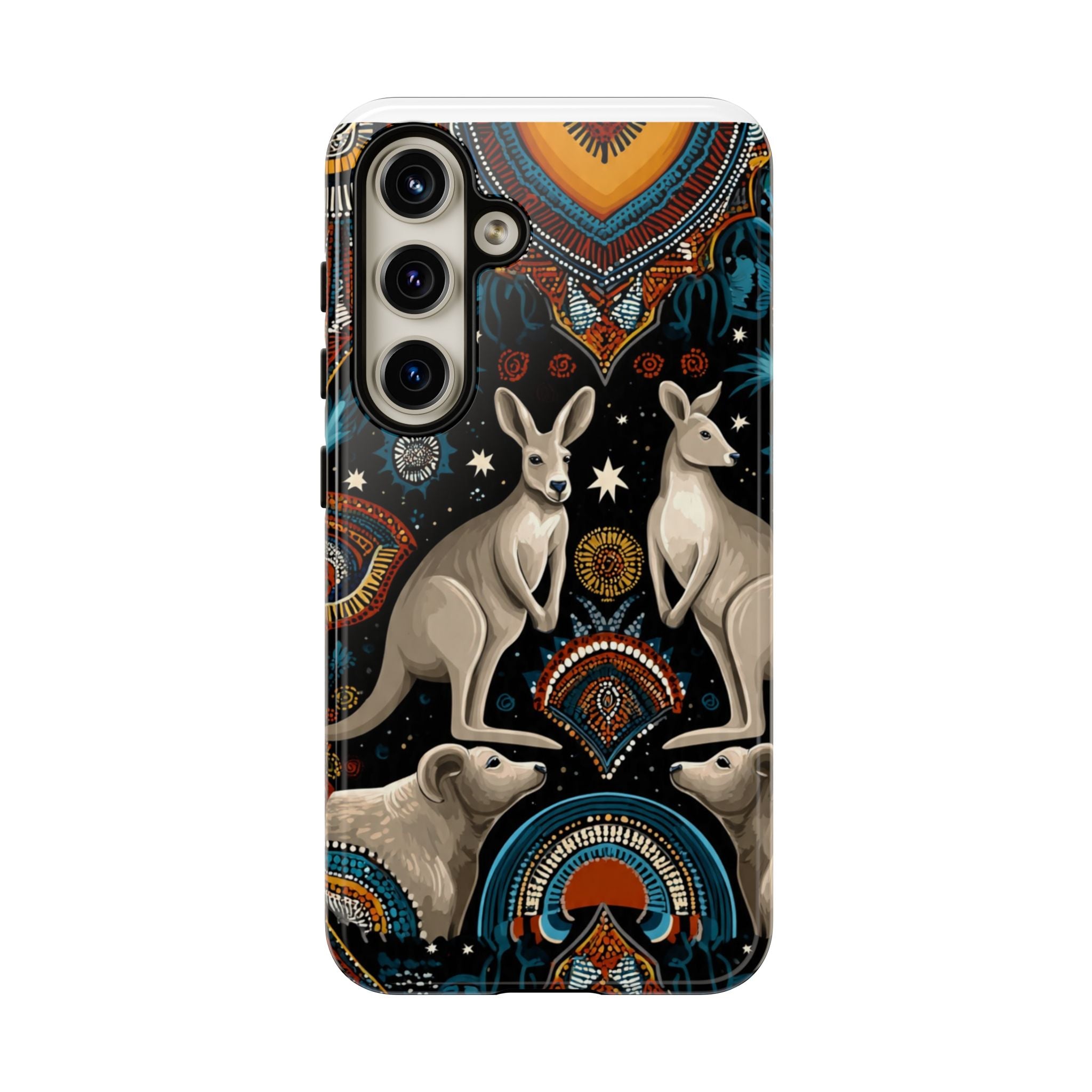 Kangaroo & Boomerang Tough Phone Case — Australian Wildlife Pattern