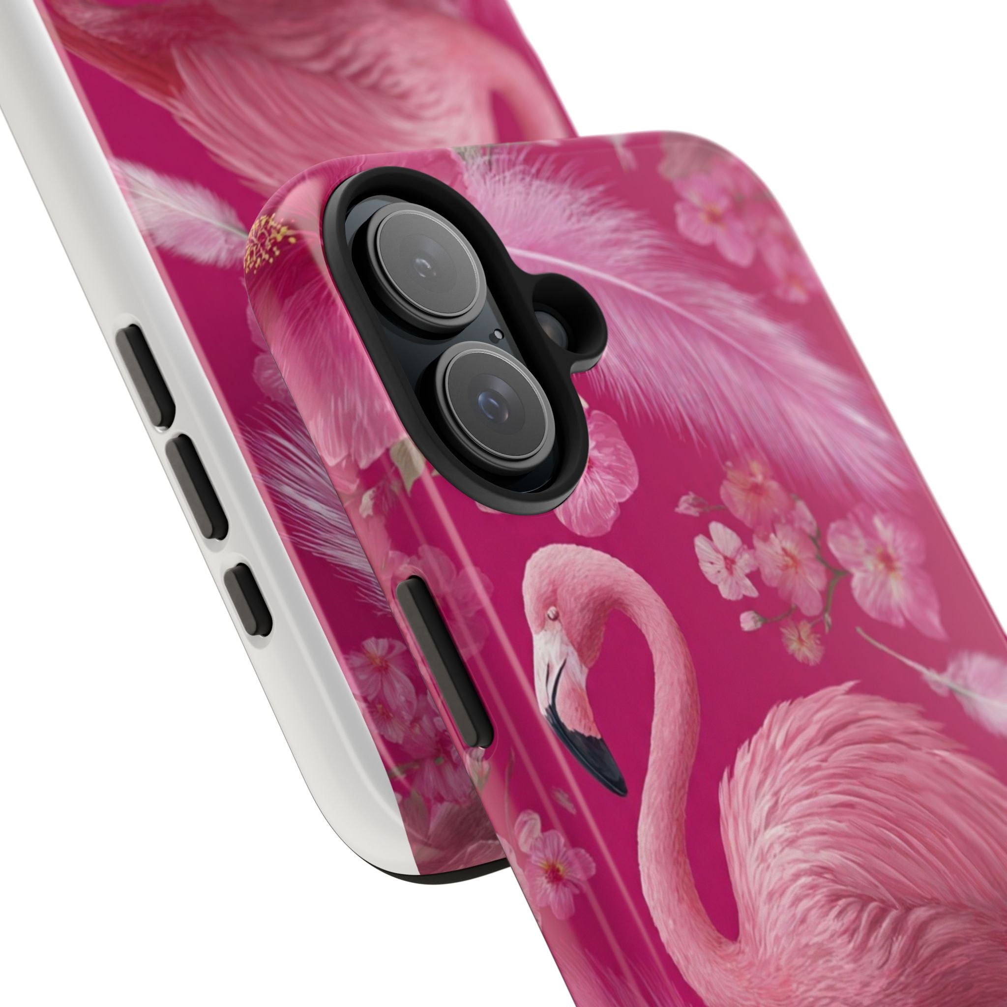 Flamingo Floral Tough Phone Case — Pink Tropical Feather Design