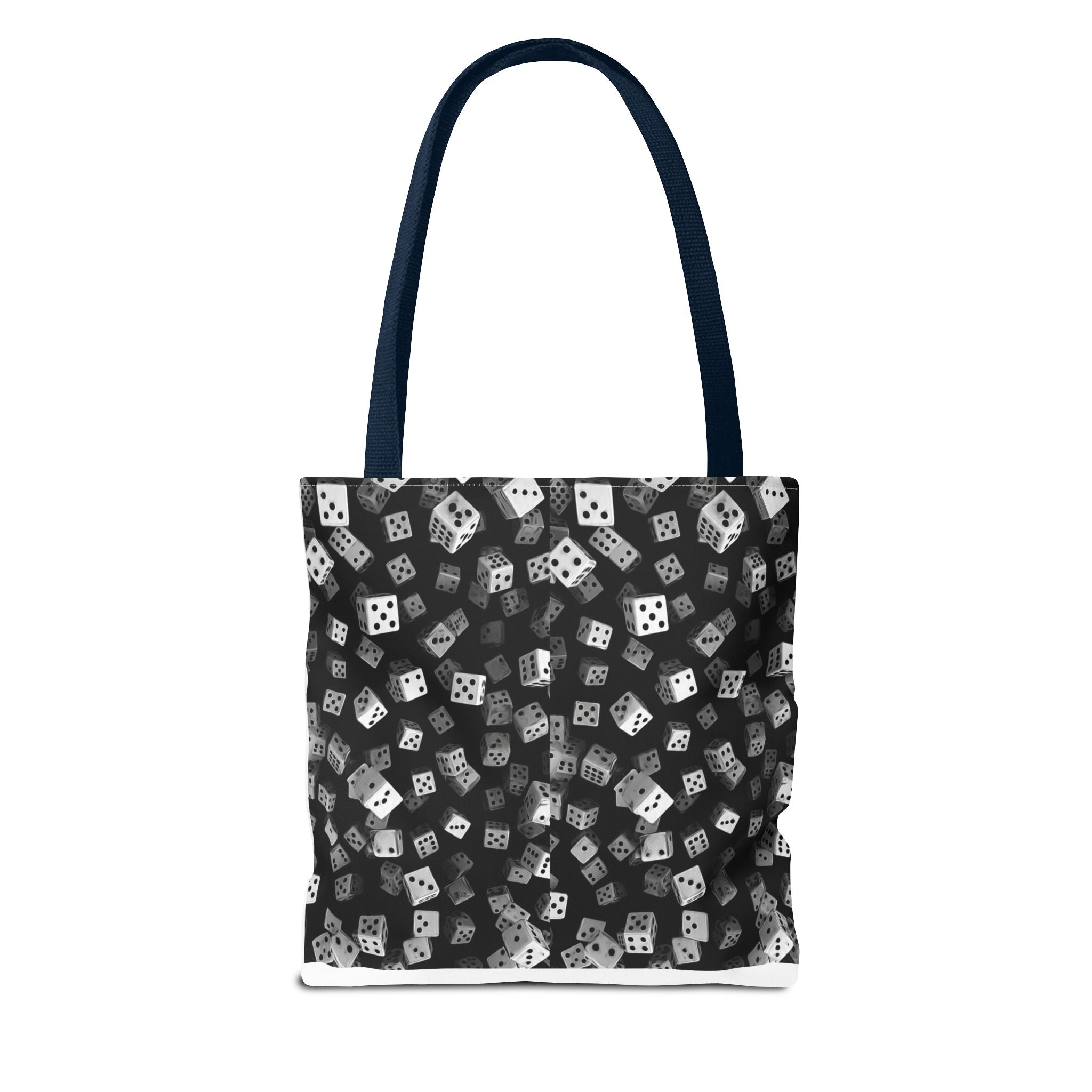 Dice Pattern Tote Bag — Black & White Gaming Dice All-Over Print