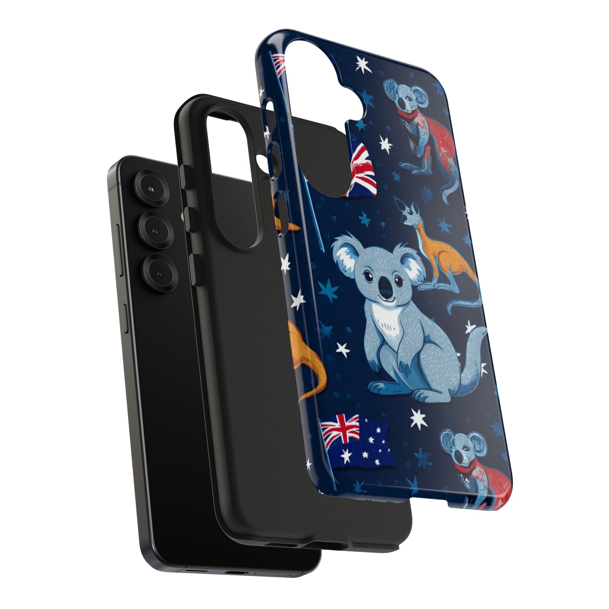 Australian Wildlife Tough Phone Case — Koala & Kangaroo Flag Design