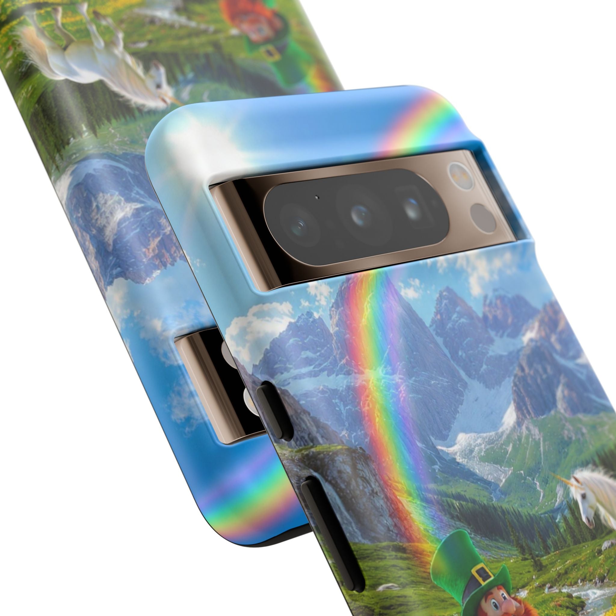 Lucky Leprechaun & Unicorn Phone Case — Rainbow Pot of Gold Protective Cover