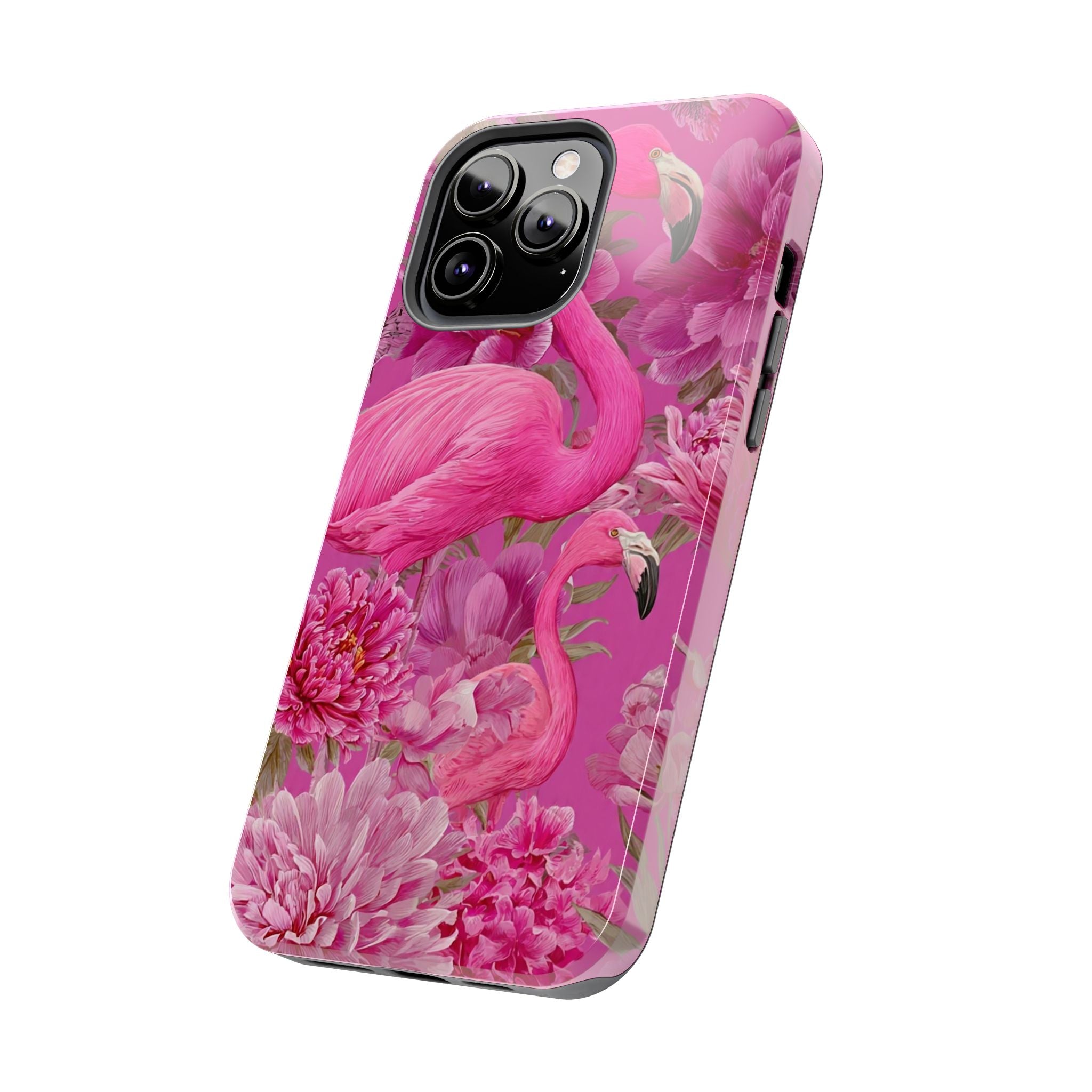 Pink Flamingo Floral Tough Phone Case — Protective iPhone Cover
