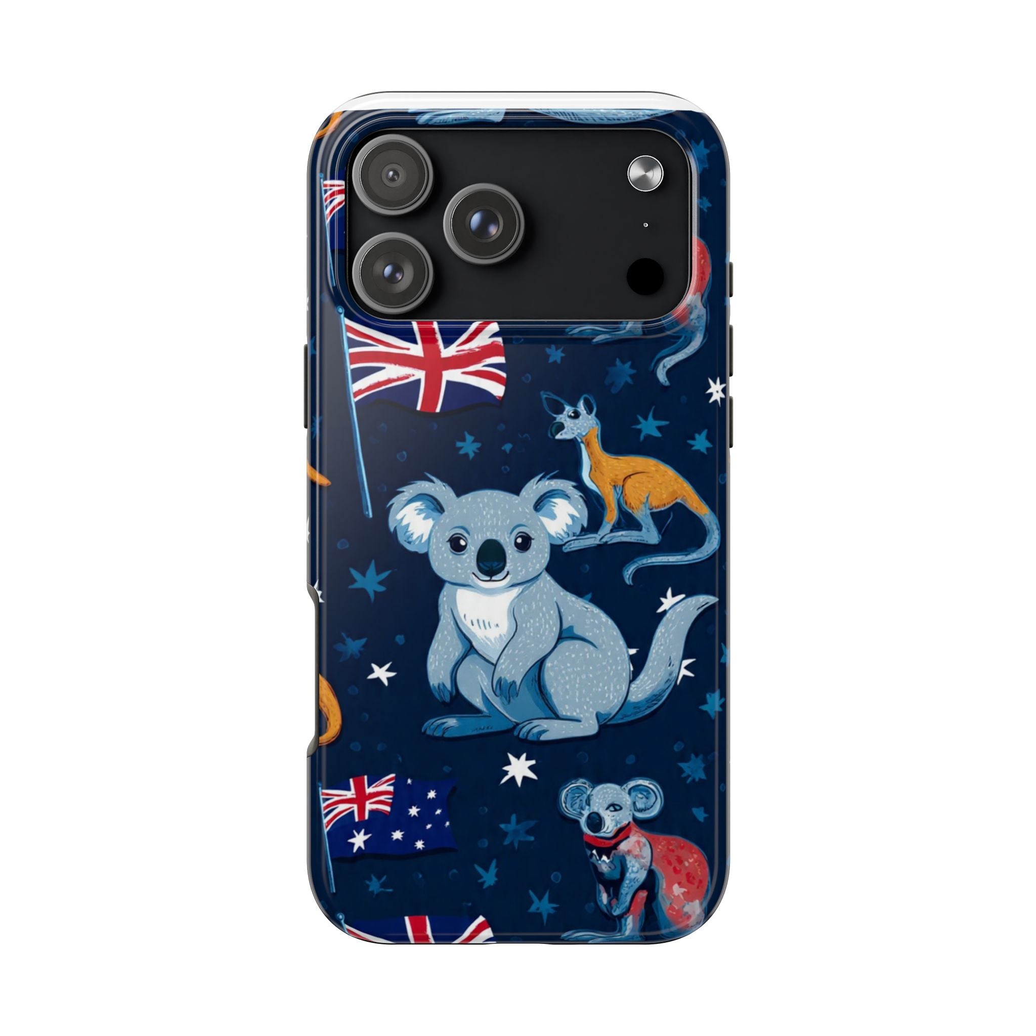 Australian Wildlife Tough Phone Case — Koala & Kangaroo Flag Design