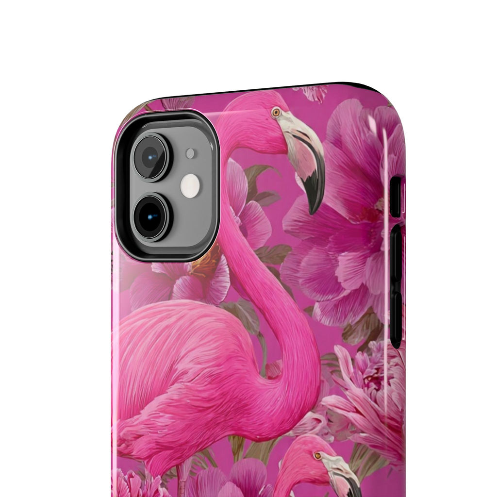Pink Flamingo Floral Tough Phone Case — Protective iPhone Cover