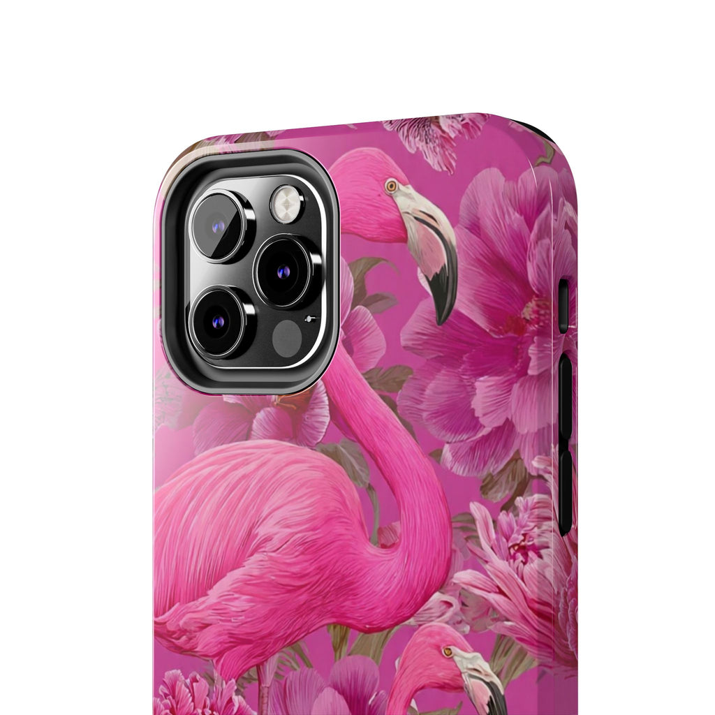 Pink Flamingo Floral Tough Phone Case — Protective iPhone Cover