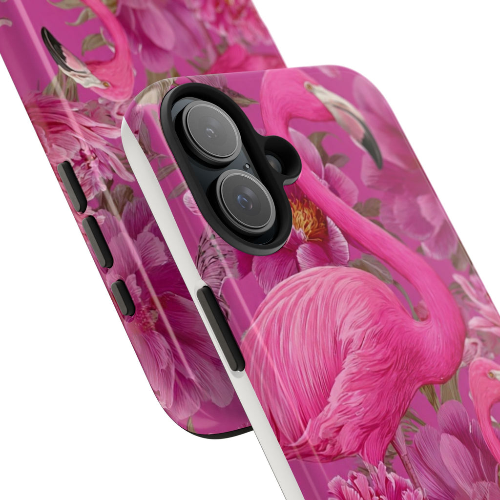 Pink Flamingo Floral Tough Phone Case — Protective iPhone Cover