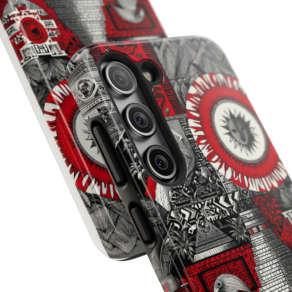 Tough Phone Case — Red Inca Pyramid Collage (Sun & Raven)