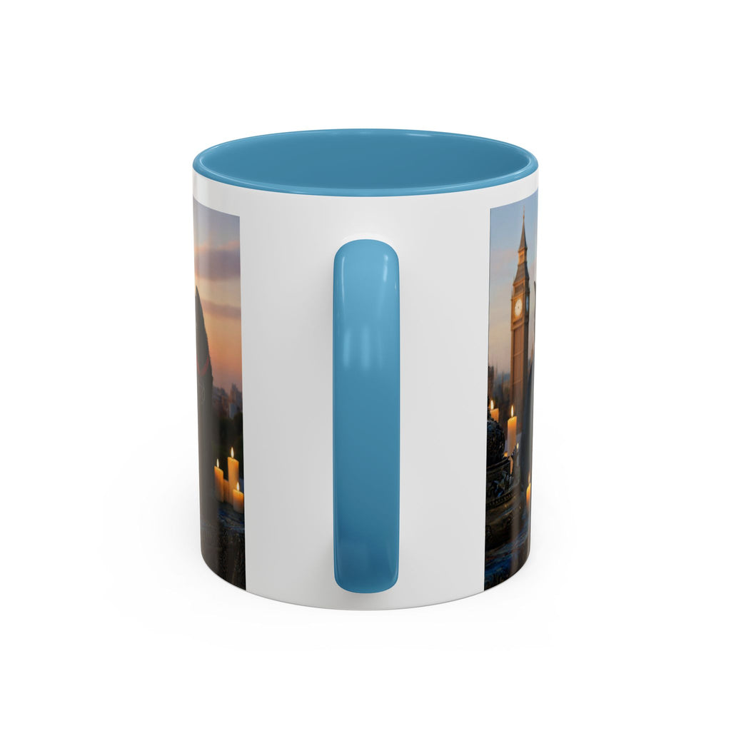 Black Cat Altar Coffee Mug — Gothic Cat with Pentagram, Candlelit Sunset Scene (11/15oz)