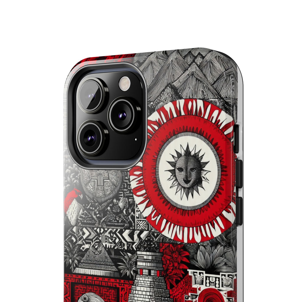 Tough Phone Case — Red Inca Pyramid Collage (Sun & Raven)