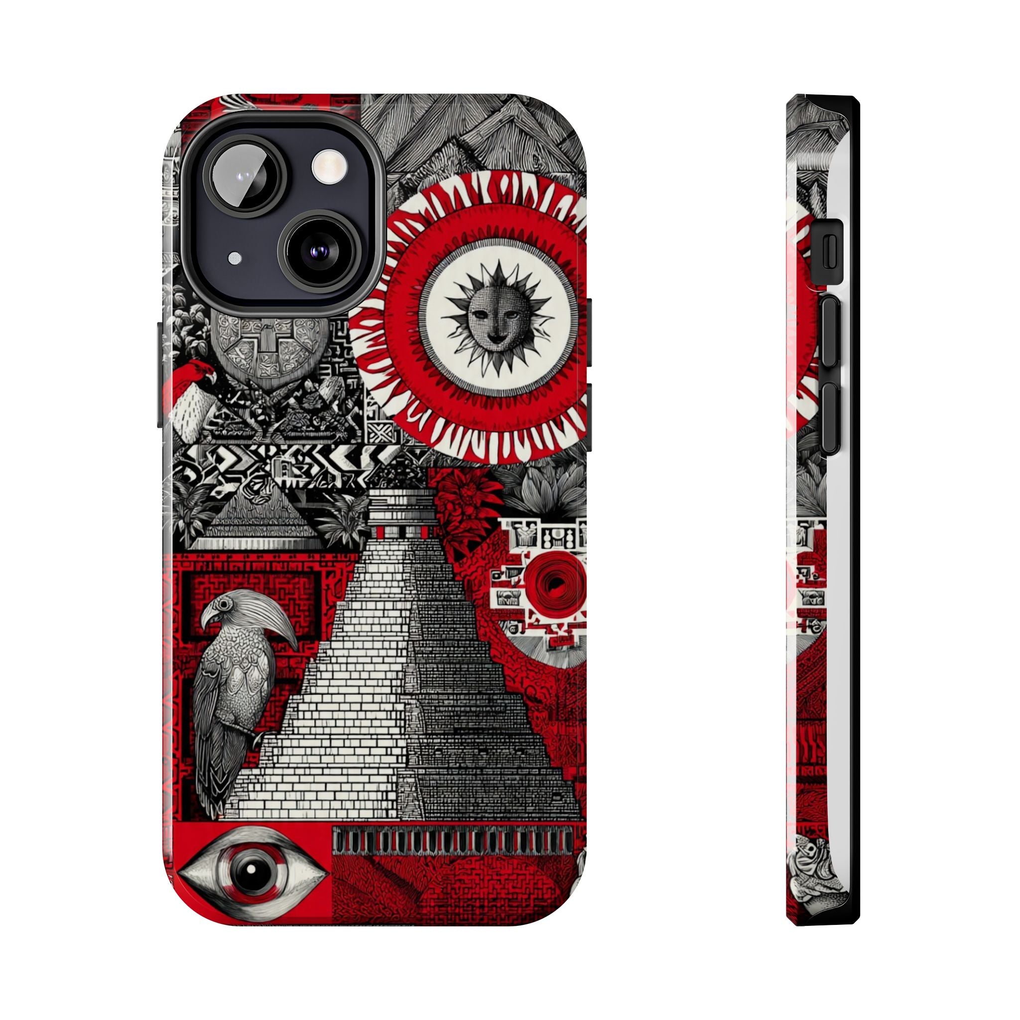 Tough Phone Case — Red Inca Pyramid Collage (Sun & Raven)