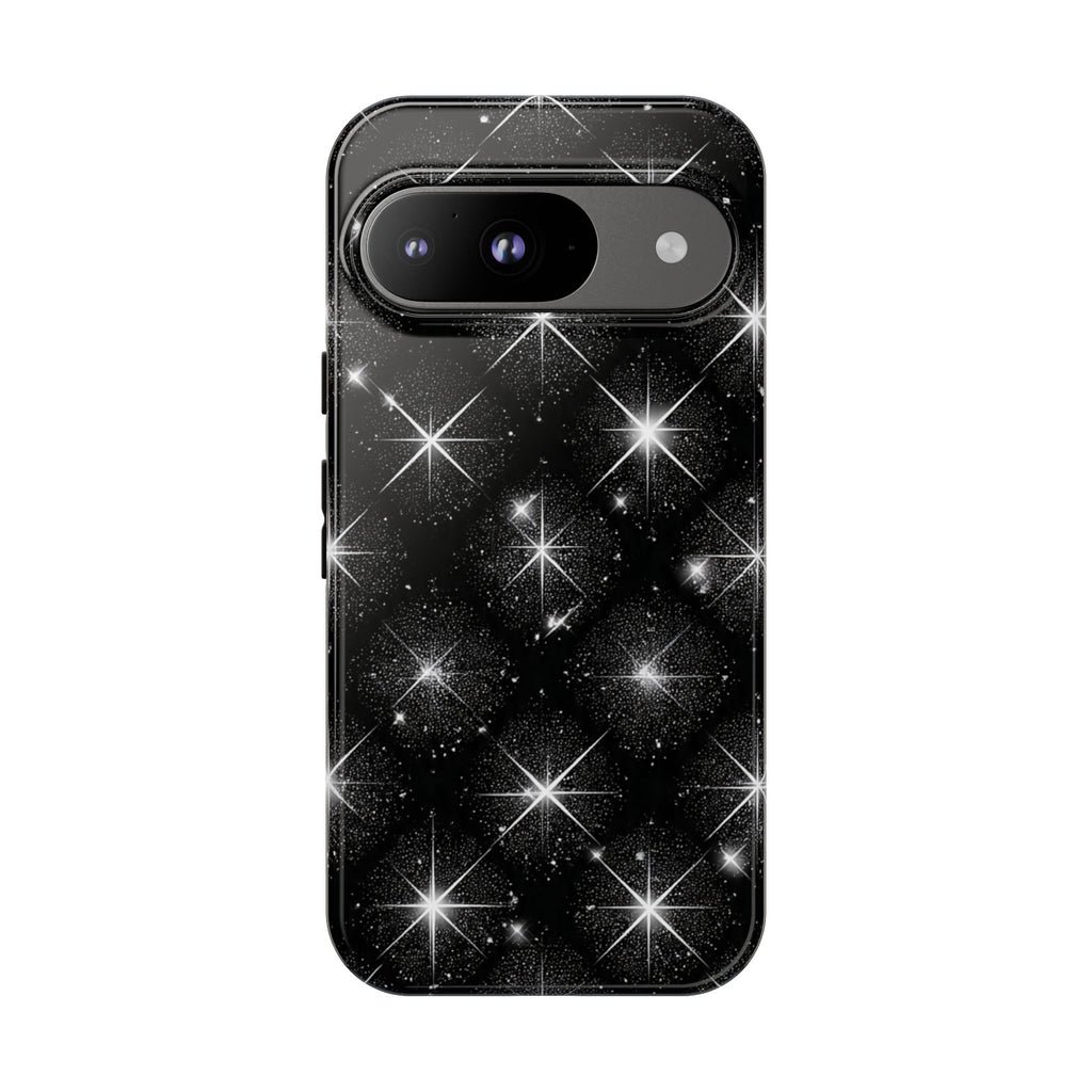 Galaxy Sparkle Tough Phone Case — Black Starfield Protective Cover