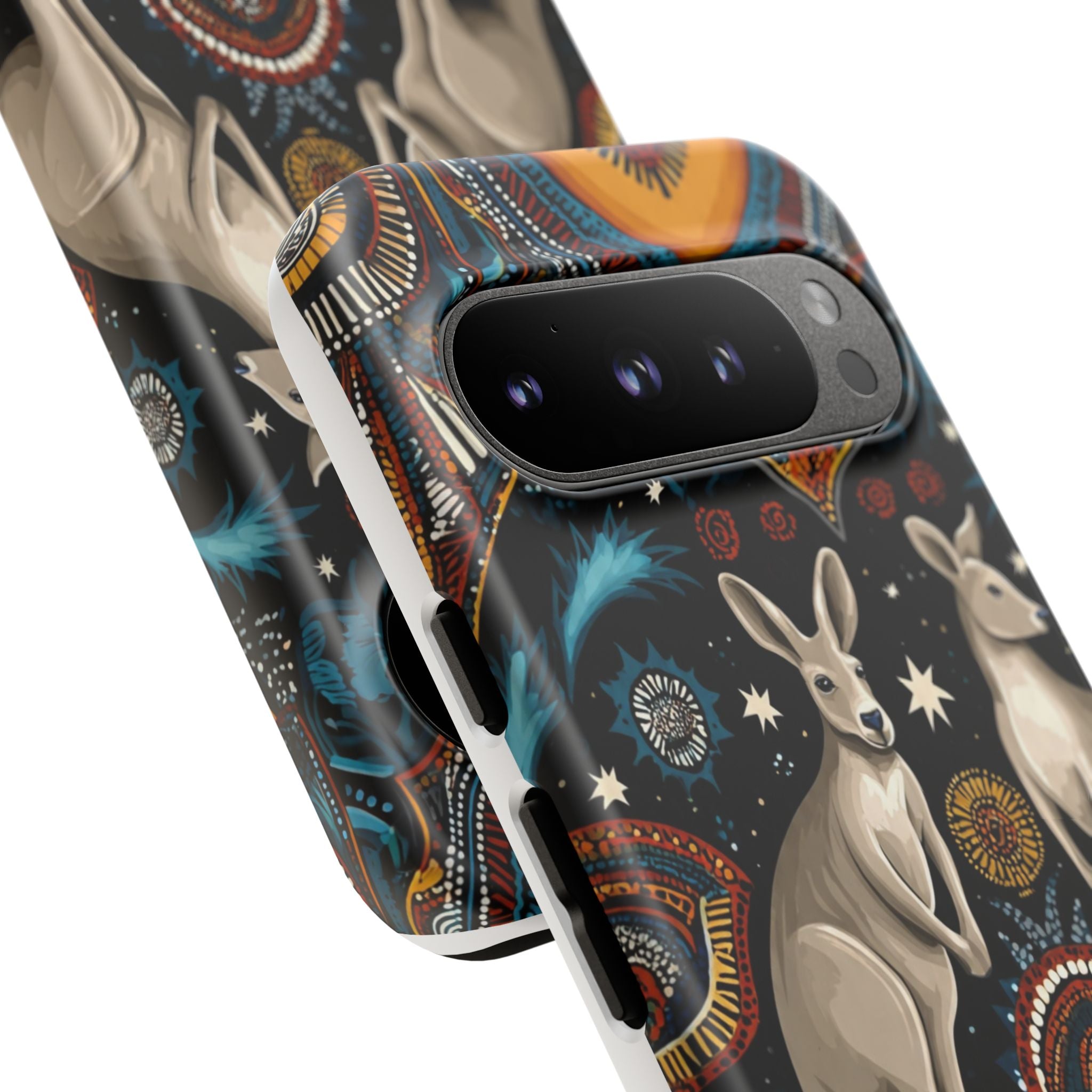 Kangaroo & Boomerang Tough Phone Case — Australian Wildlife Pattern