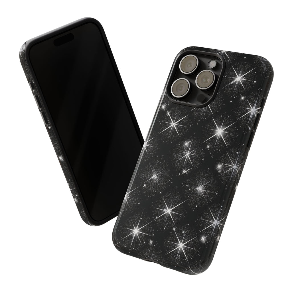 Galaxy Sparkle Tough Phone Case — Black Starfield Protective Cover