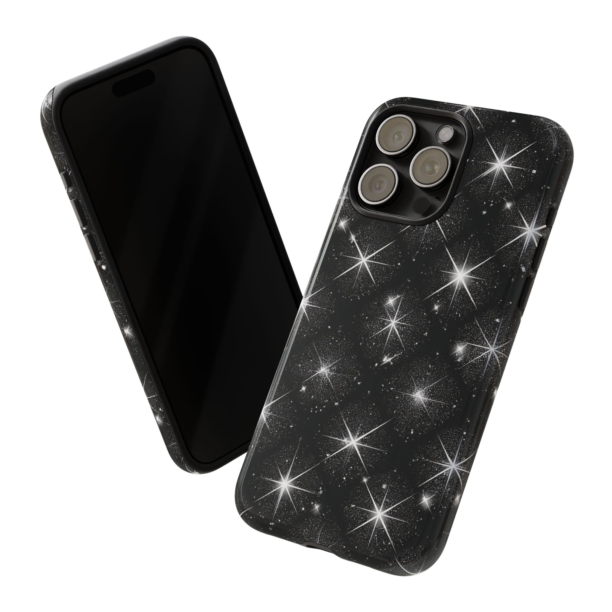 Galaxy Sparkle Tough Phone Case — Black Starfield Protective Cover