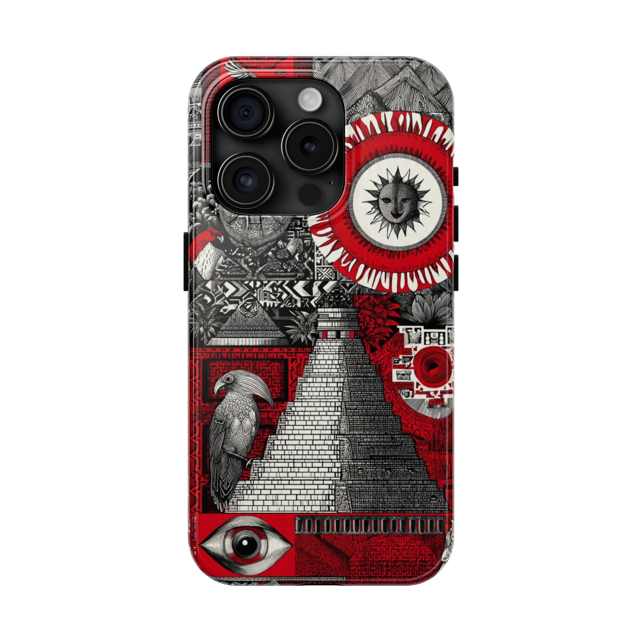 Tough Phone Case — Red Inca Pyramid Collage (Sun & Raven)