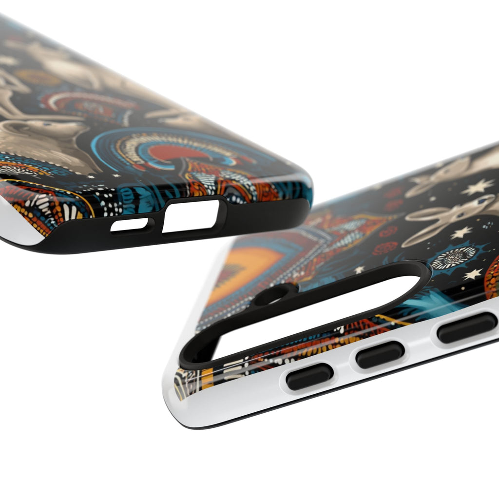 Kangaroo & Boomerang Tough Phone Case — Australian Wildlife Pattern