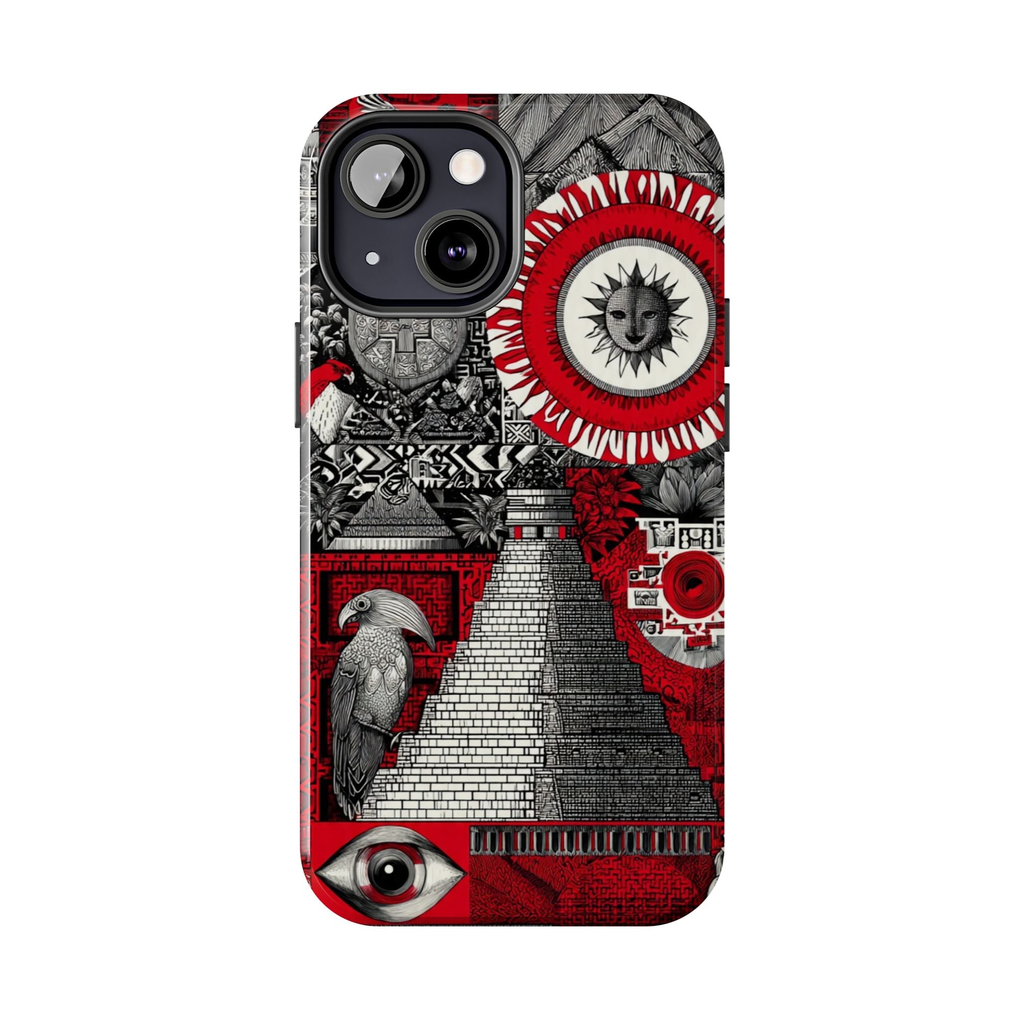 Tough Phone Case — Red Inca Pyramid Collage (Sun & Raven)