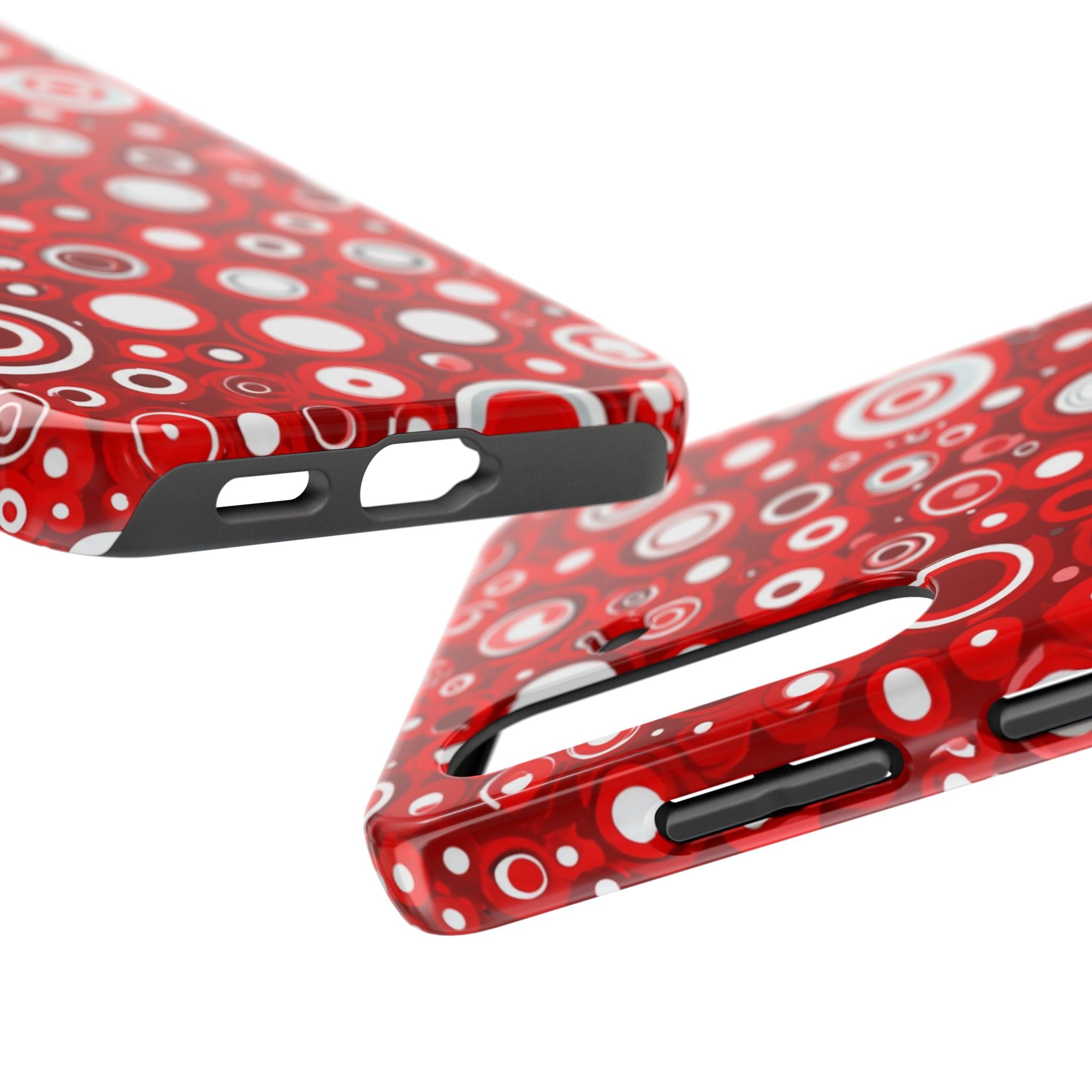 Red Retro Circles Tough Phone Case — Durable Shockproof Protective Cover