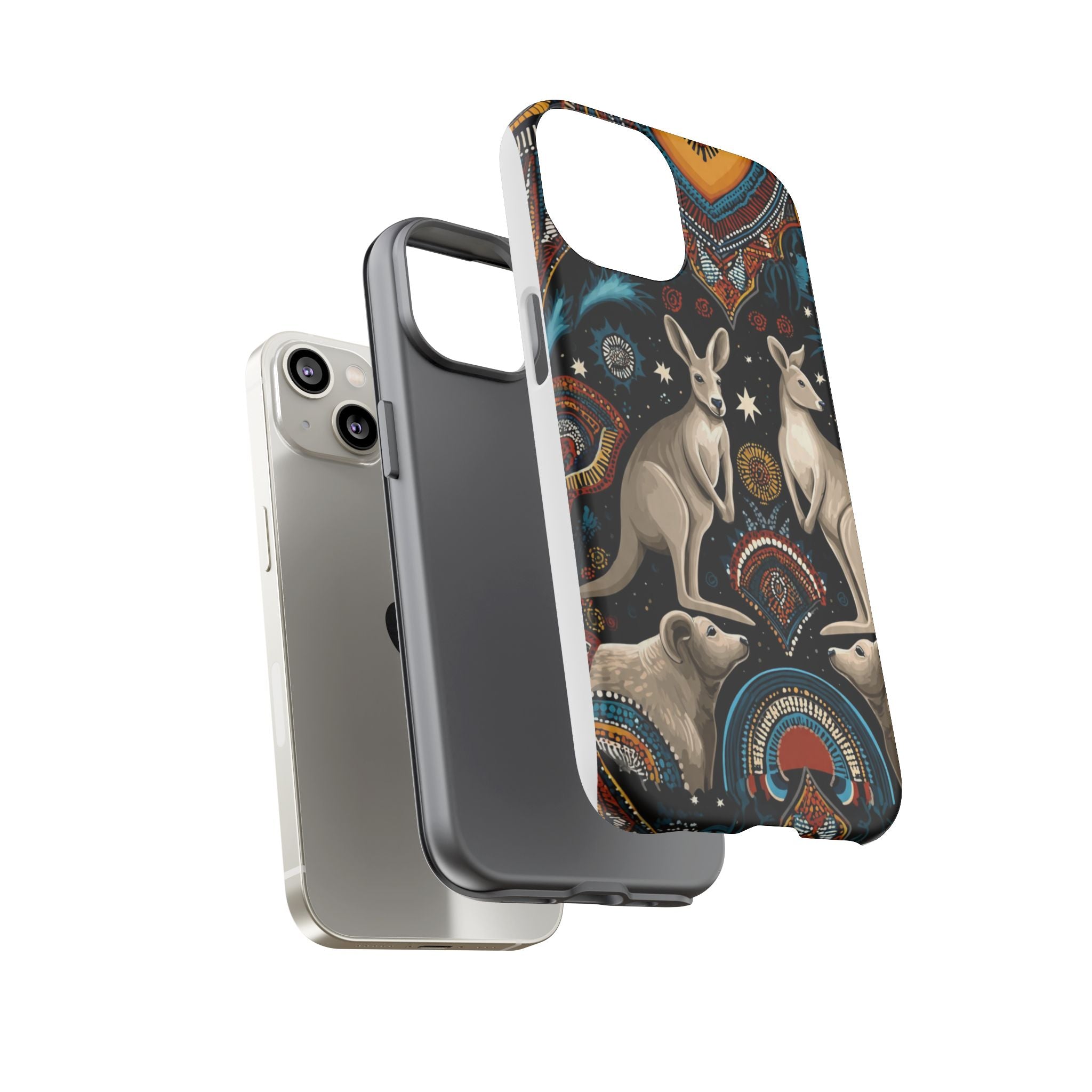 Kangaroo & Boomerang Tough Phone Case — Australian Wildlife Pattern