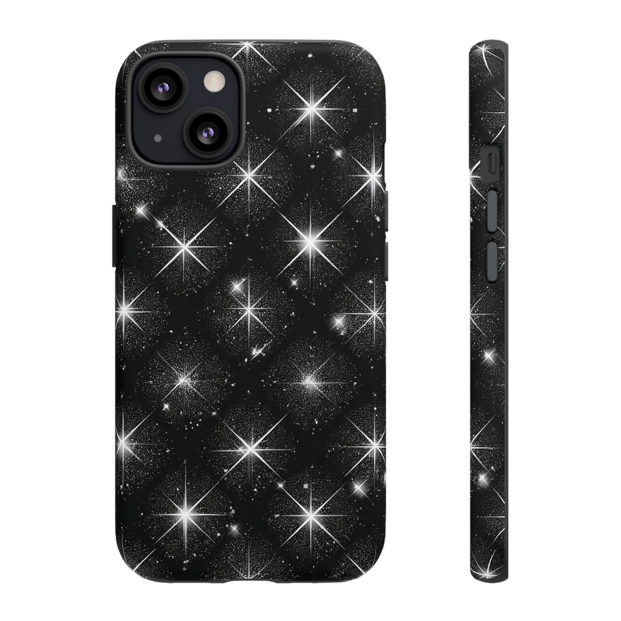 Galaxy Sparkle Tough Phone Case — Black Starfield Protective Cover