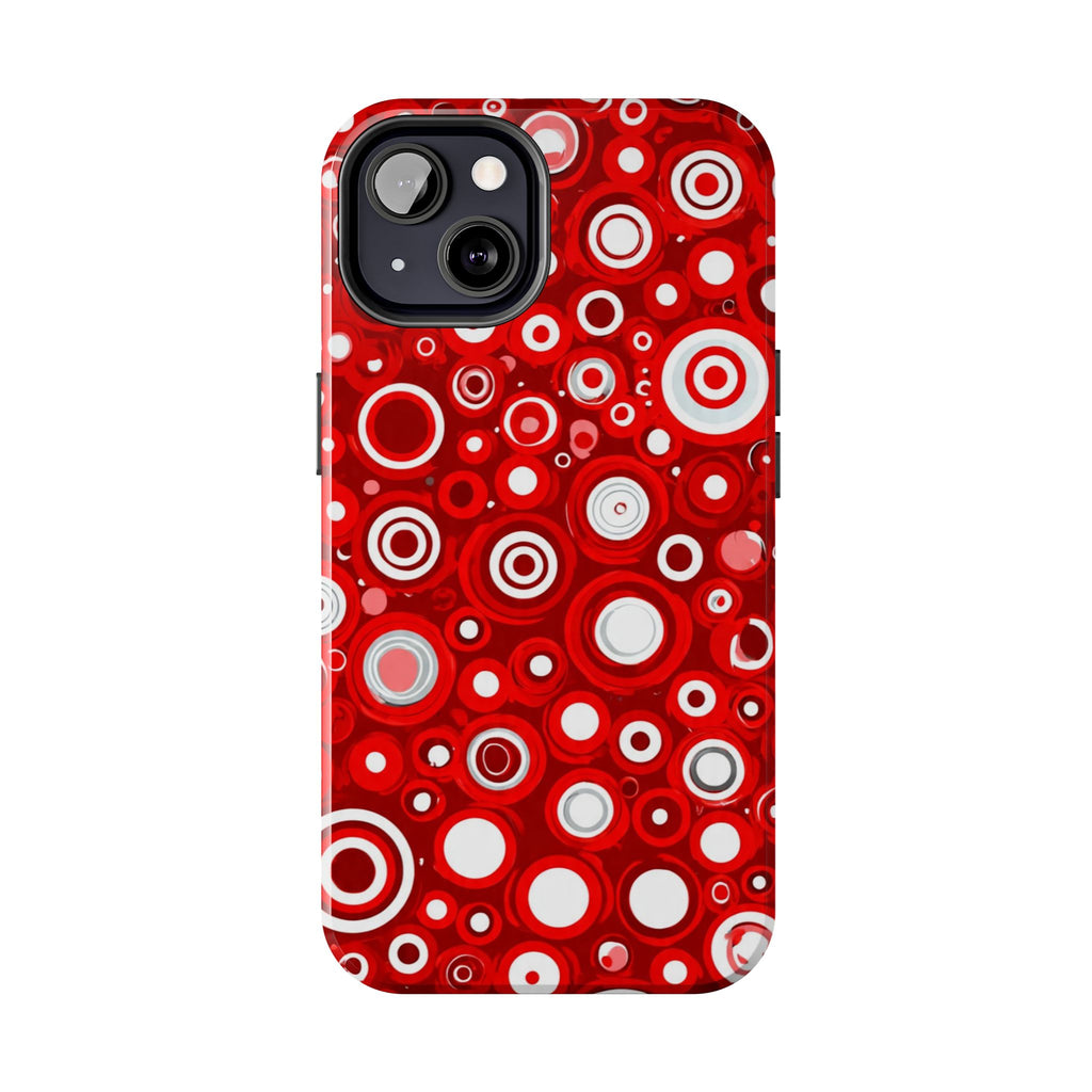 Red Retro Circles Tough Phone Case — Durable Shockproof Protective Cover