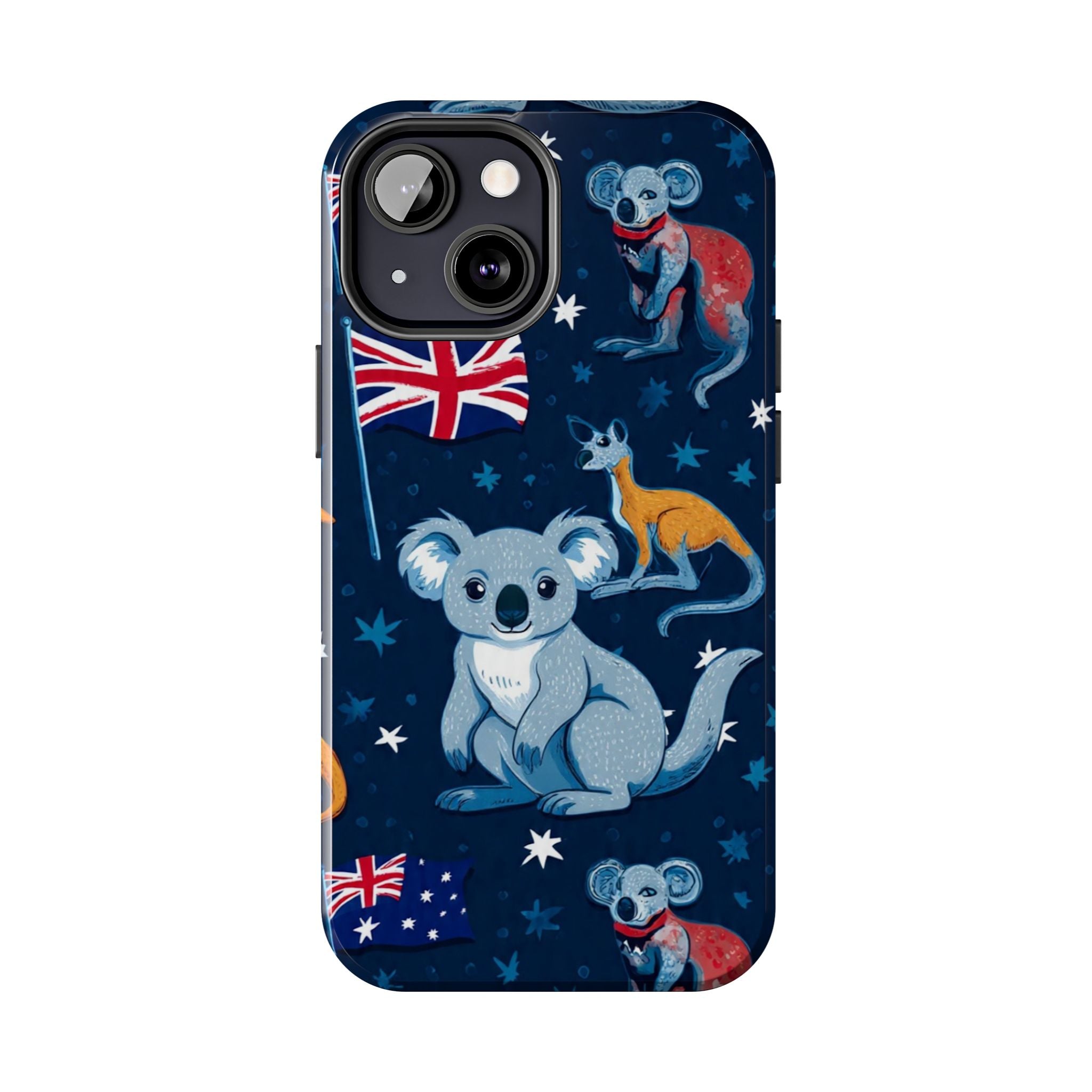Australian Wildlife Tough Phone Case — Koala & Kangaroo Flag Design