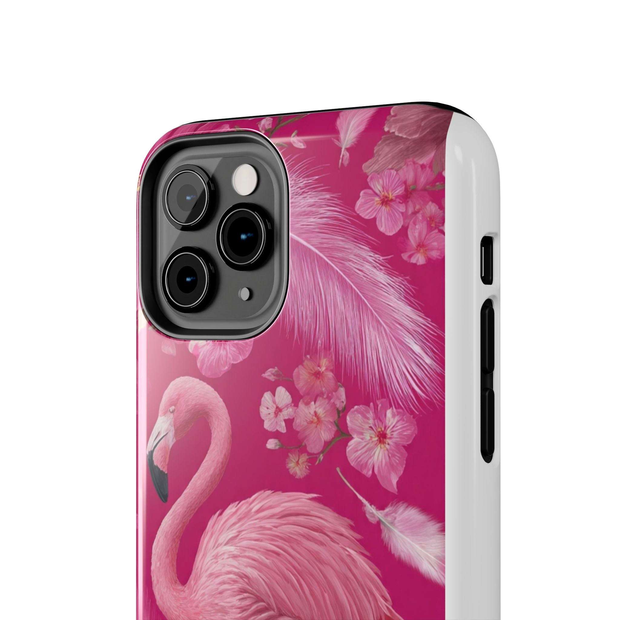 Flamingo Floral Tough Phone Case — Pink Tropical Feather Design