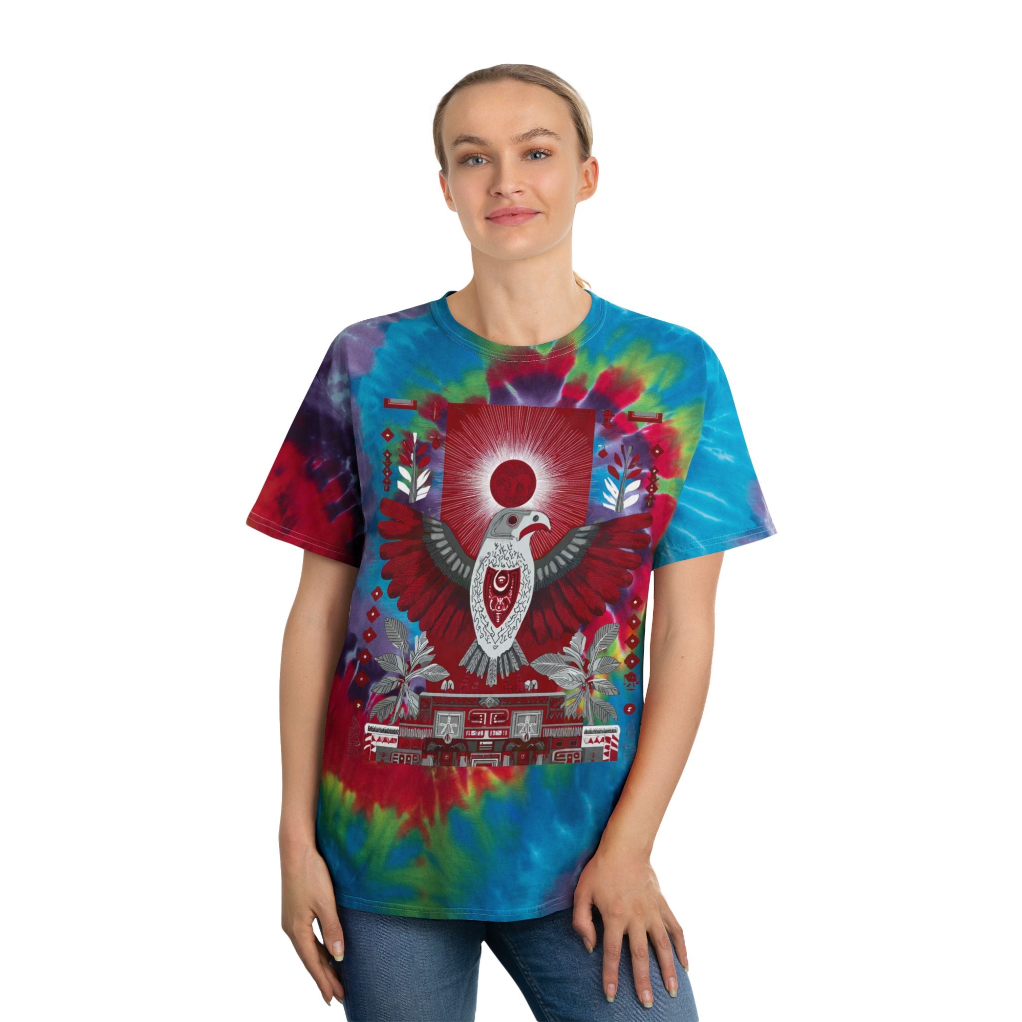 Tie-Dye Spiral Tee — Vintage Southwestern Eagle Graphic