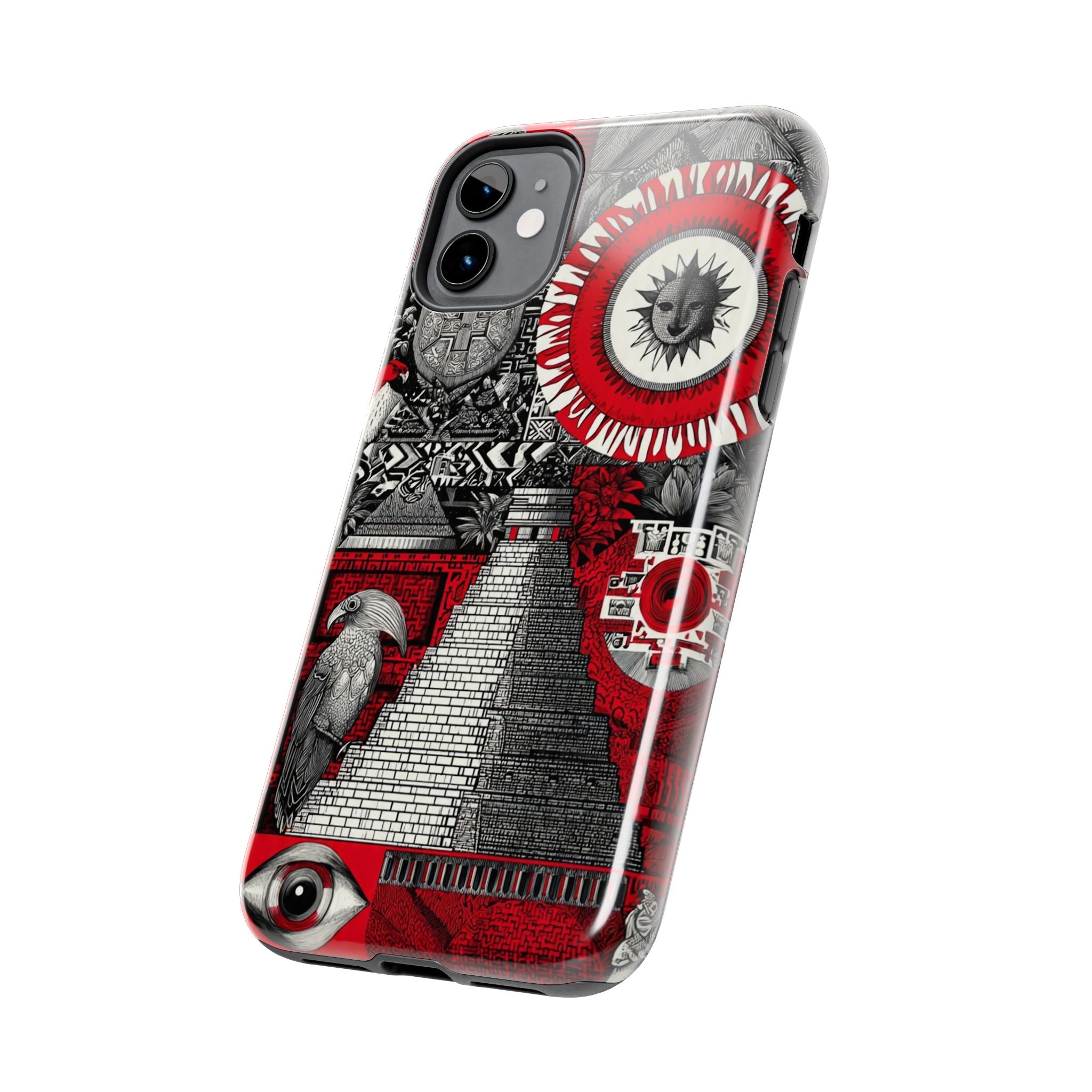 Tough Phone Case — Red Inca Pyramid Collage (Sun & Raven)
