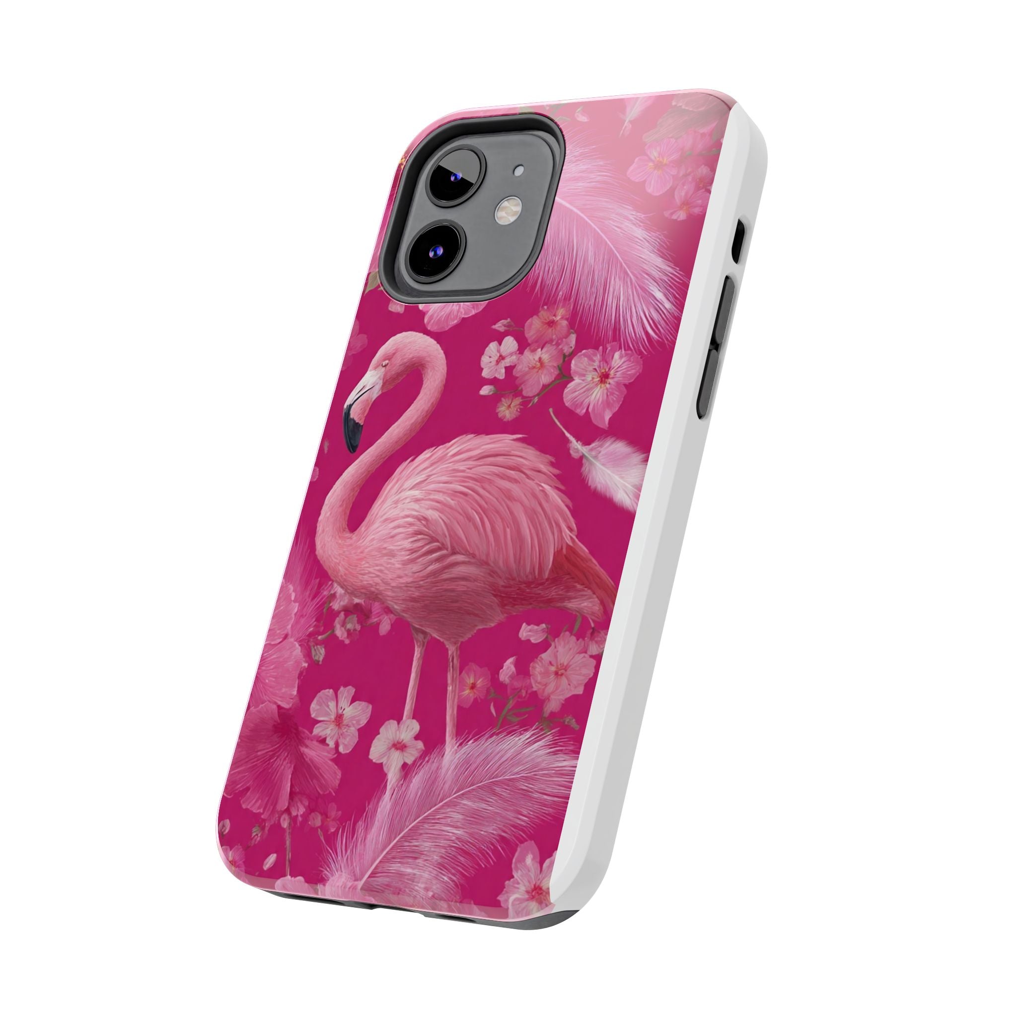 Flamingo Floral Tough Phone Case — Pink Tropical Feather Design