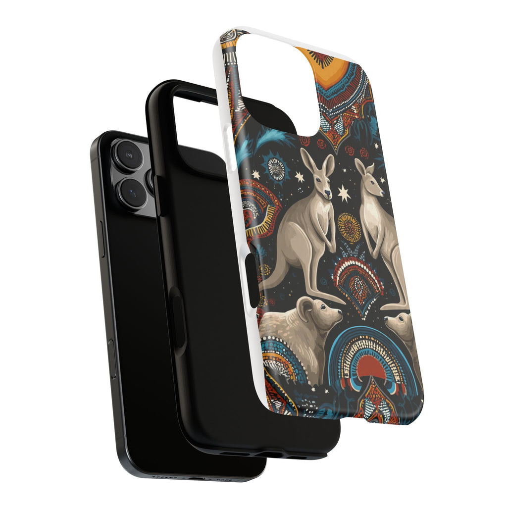 Kangaroo & Boomerang Tough Phone Case — Australian Wildlife Pattern