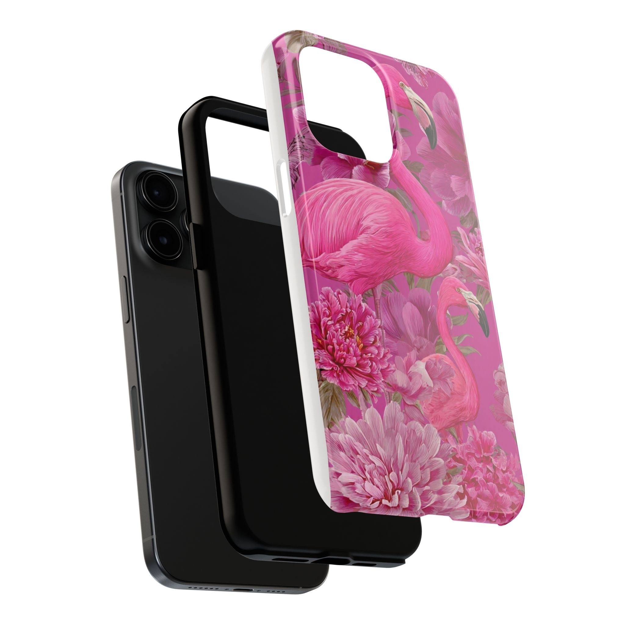 Pink Flamingo Floral Tough Phone Case — Protective iPhone Cover