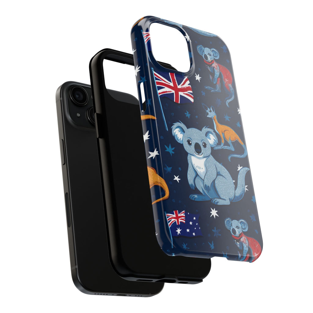 Australian Wildlife Tough Phone Case — Koala & Kangaroo Flag Design