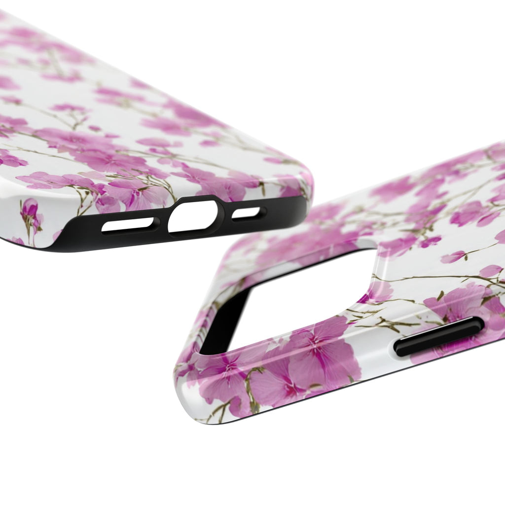 Floral Pink Blossoms Tough Phone Case — Durable Protective Phone Cover with Watercolor Cherry Blossom Design