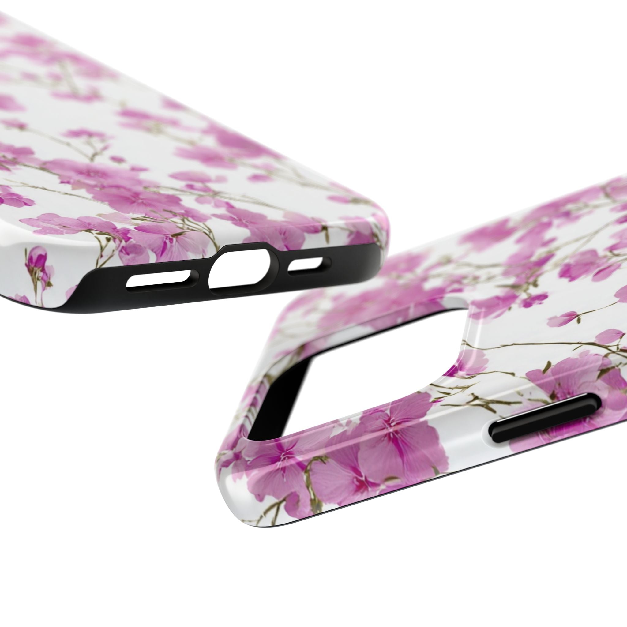 Floral Pink Blossoms Tough Phone Case — Durable Protective Phone Cover with Watercolor Cherry Blossom Design