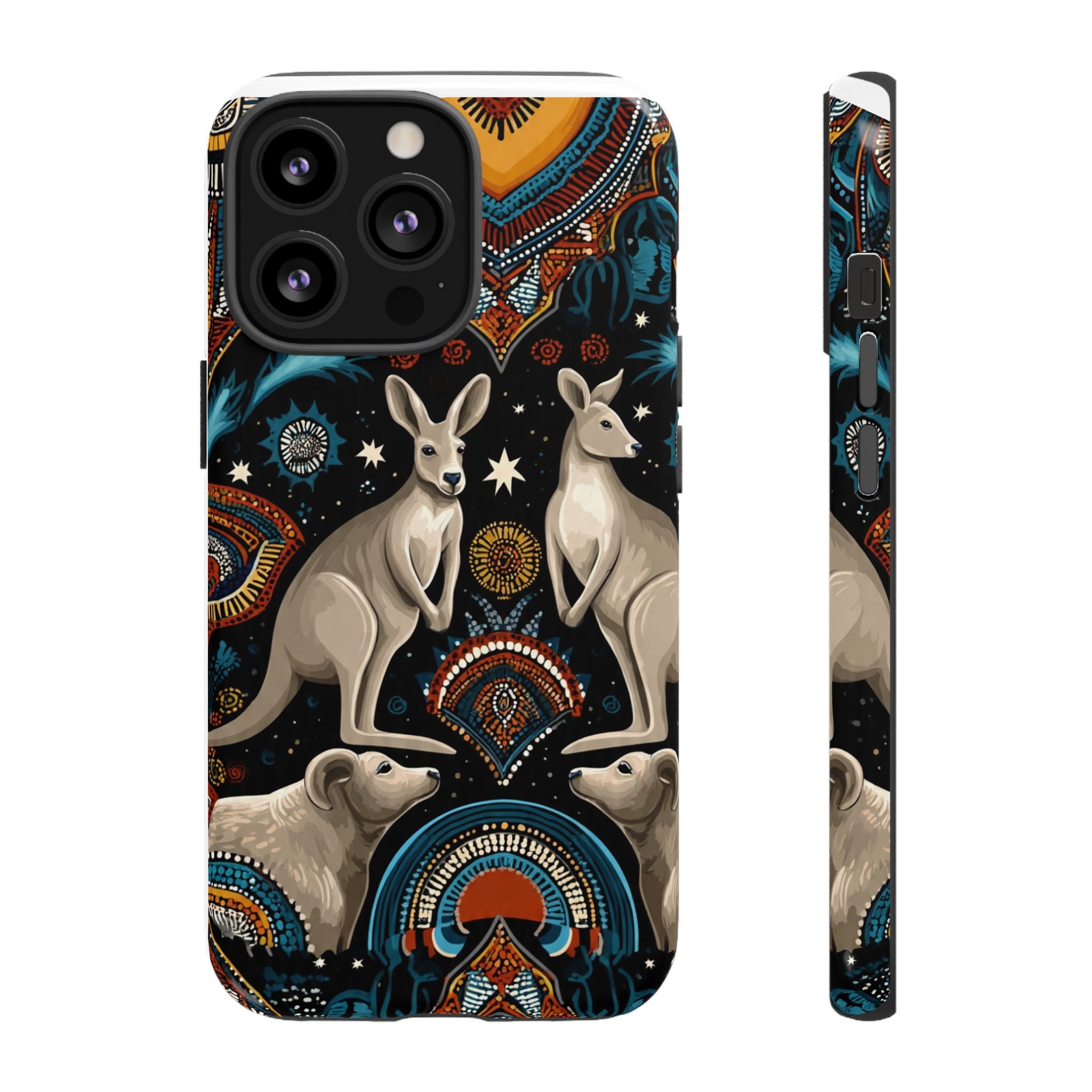 Kangaroo & Boomerang Tough Phone Case — Australian Wildlife Pattern