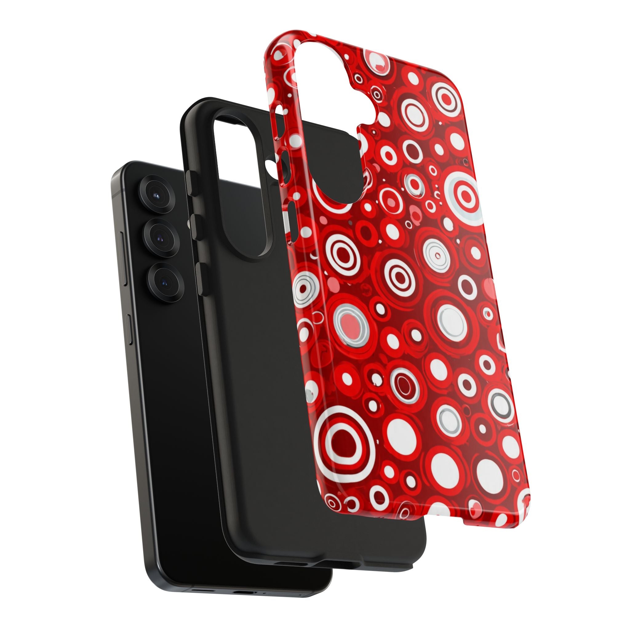 Red Retro Circles Tough Phone Case — Durable Shockproof Protective Cover