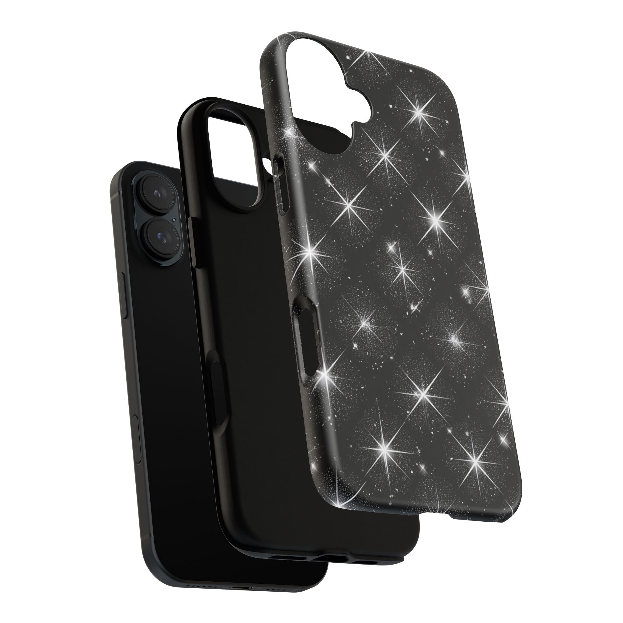 Galaxy Sparkle Tough Phone Case — Black Starfield Protective Cover