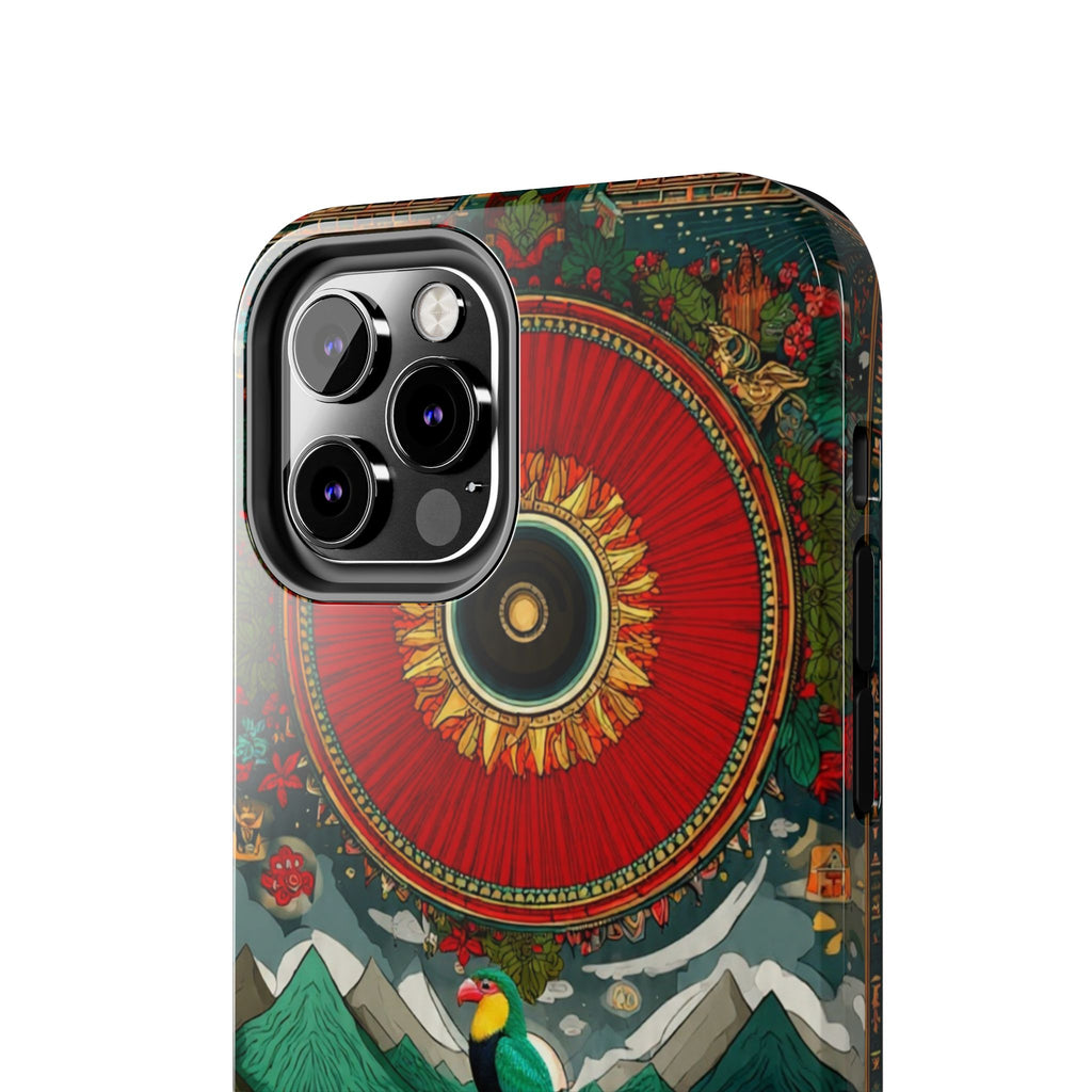 Tough Phone Case — Vibrant Tropical Mountain Bird Design